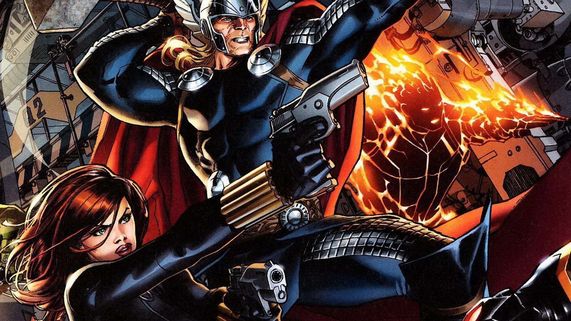 Comics thor black widow artwork marvel Wallpaper