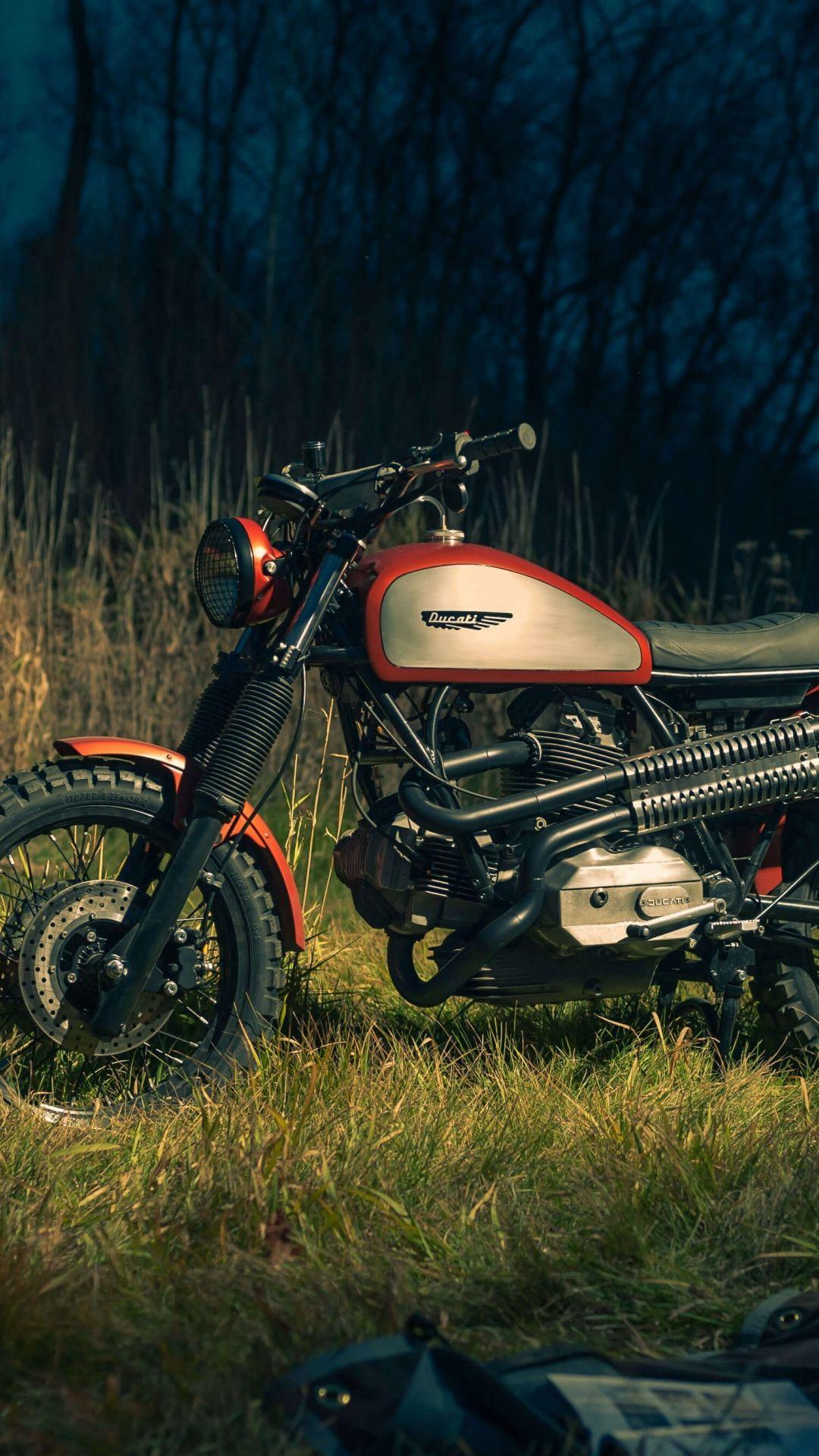 Ducati Scrambler, campfire, motorcycle, outdoor, 1080x1920 wallpaper
