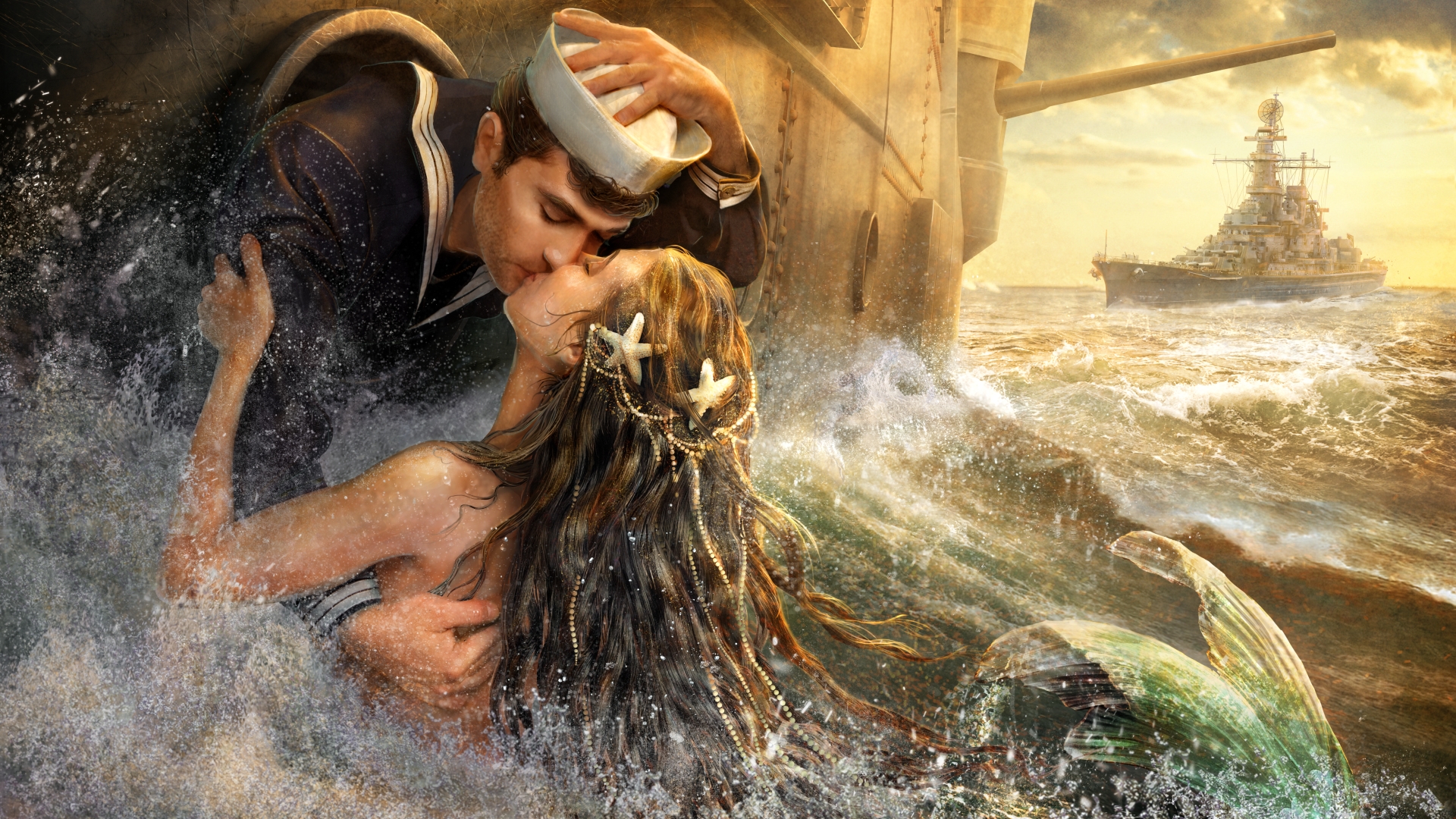 Kissing a siren Wallpapers from World of Warships.
