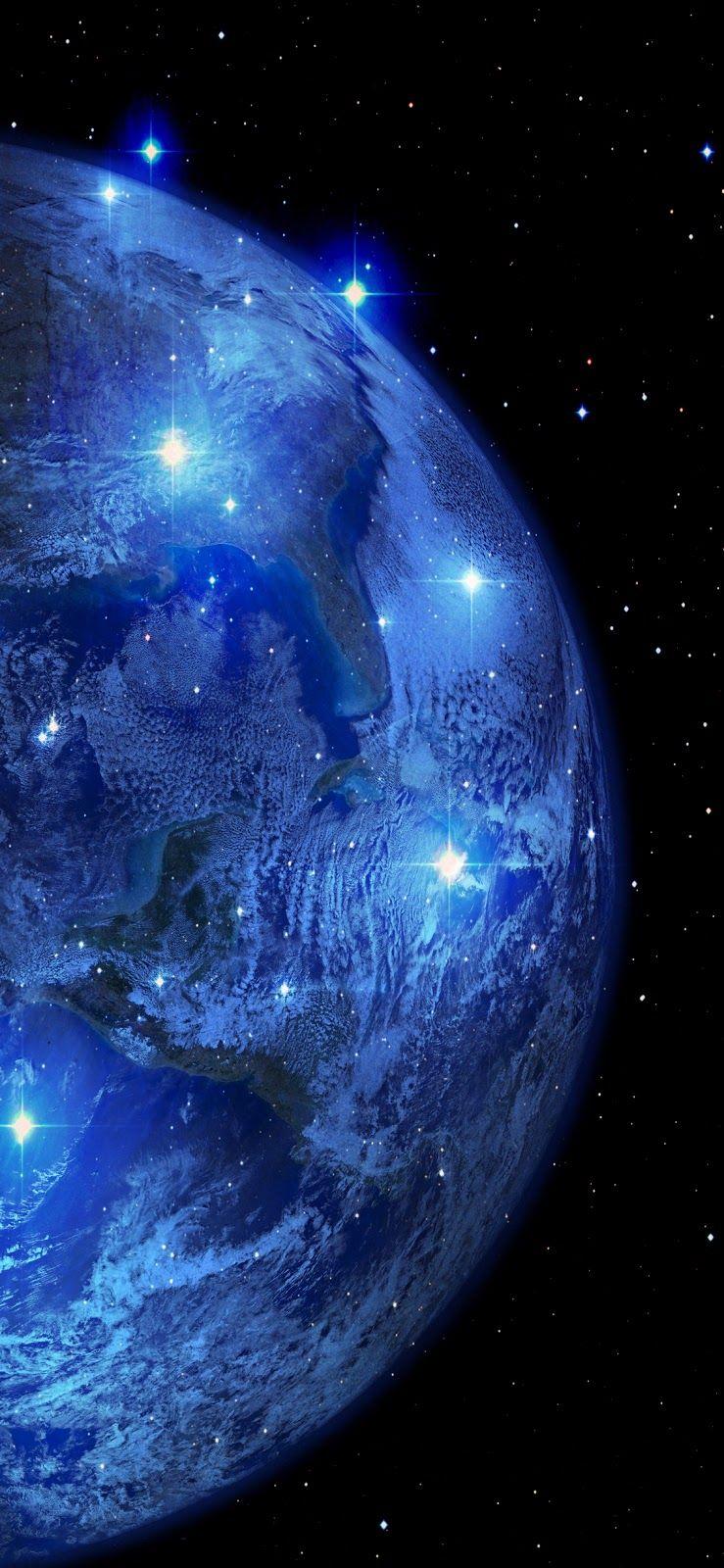 Blue Earth (iPhone X). Android wallpaper blue, Blue