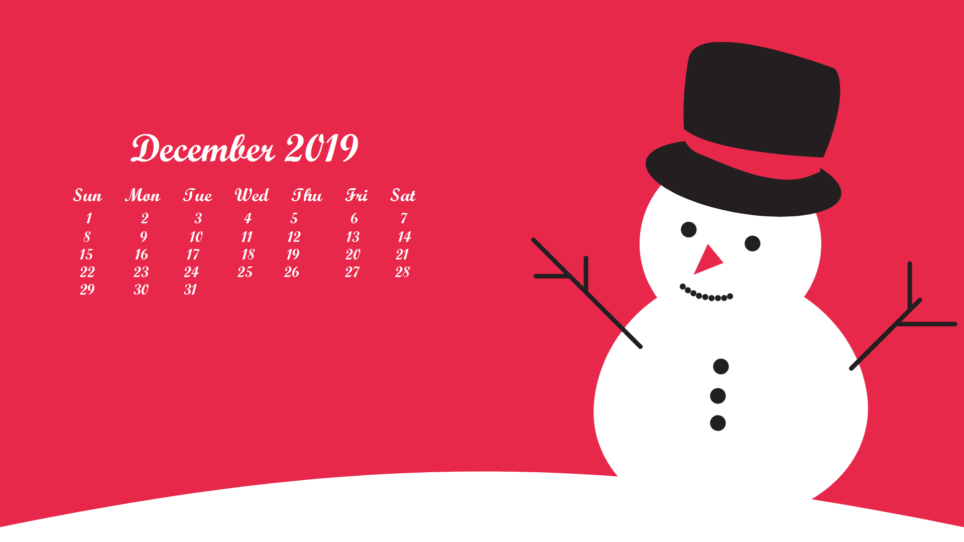 December 2019 Desktop Wallpaper With Calendar