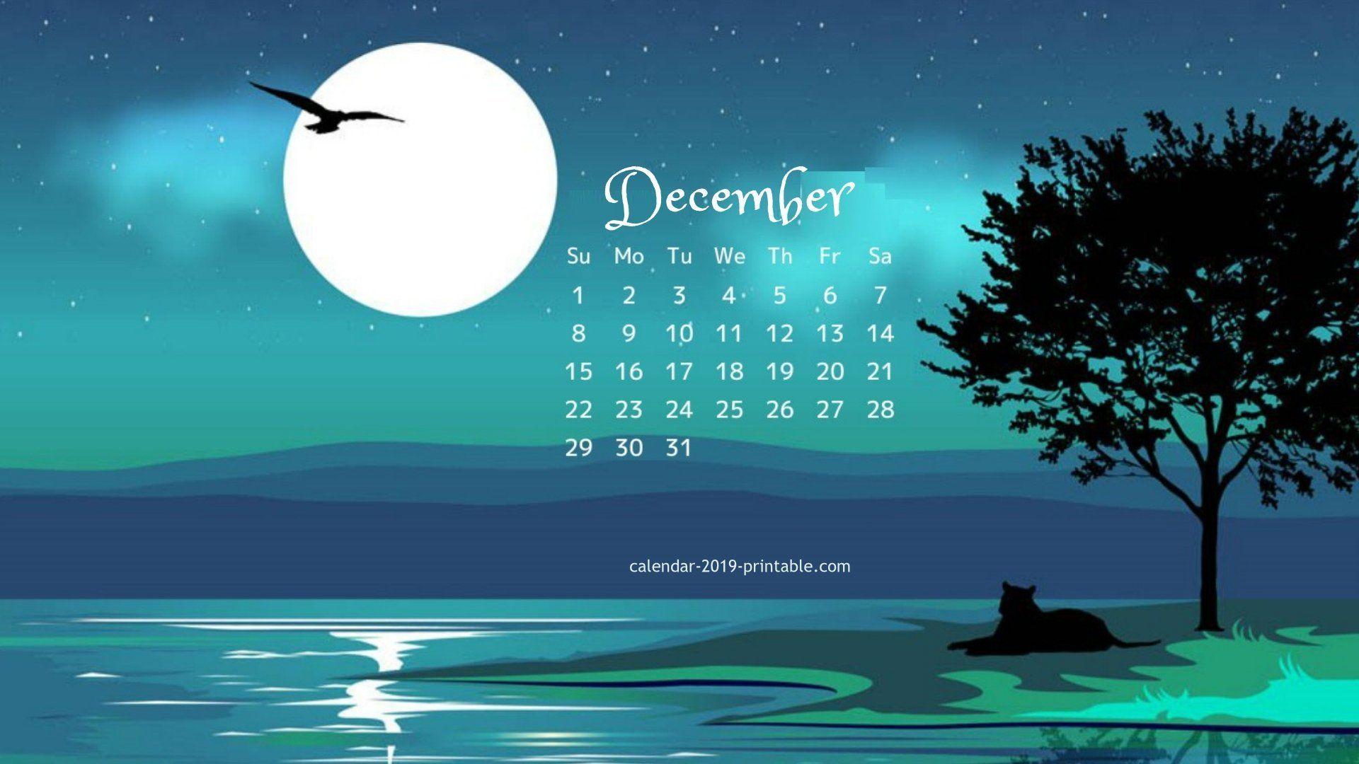 December 2019 Desktop Calendar Wallpaper