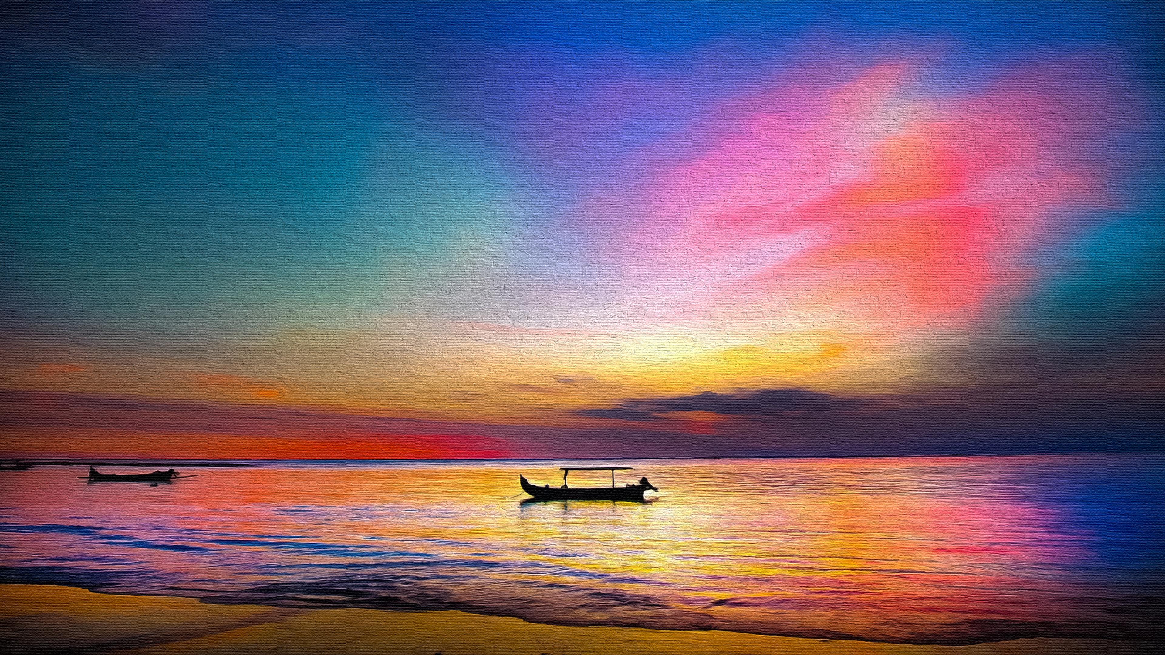 3840x2160 Colors, Artistic, Ocean, Sunset wallpaper