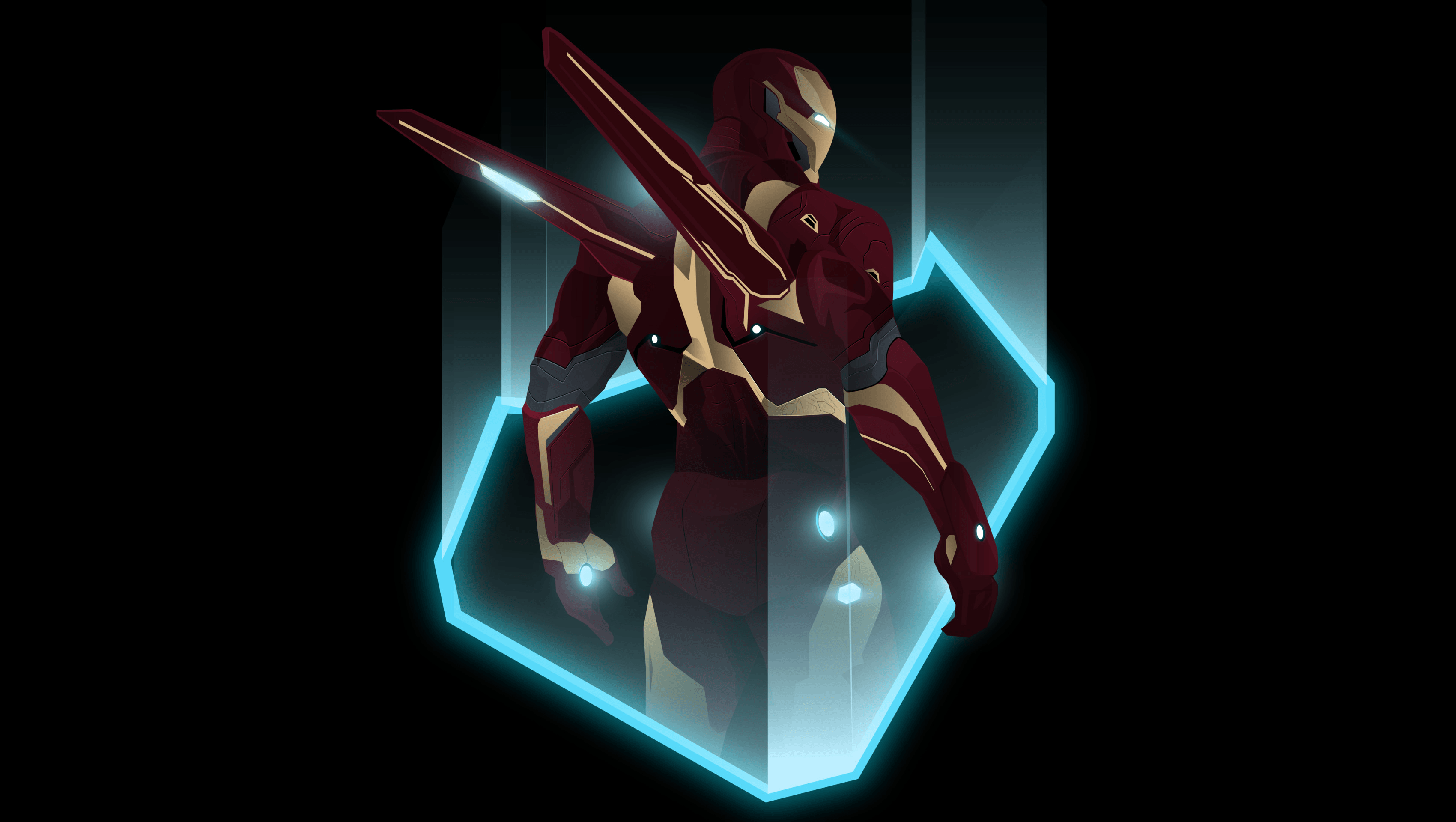 Wallpaper Iron Man, Dark Background, Illustration, 4K, Black Dark