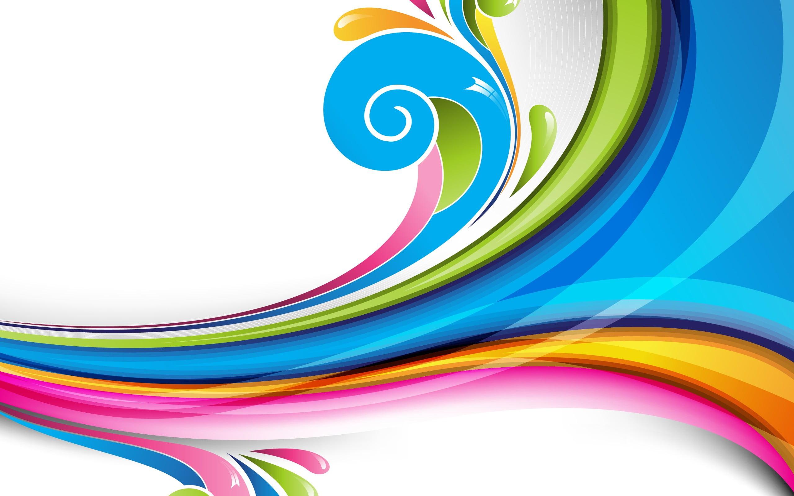 Multicolored wave wallpaper, vector art, wavy lines, colorful HD