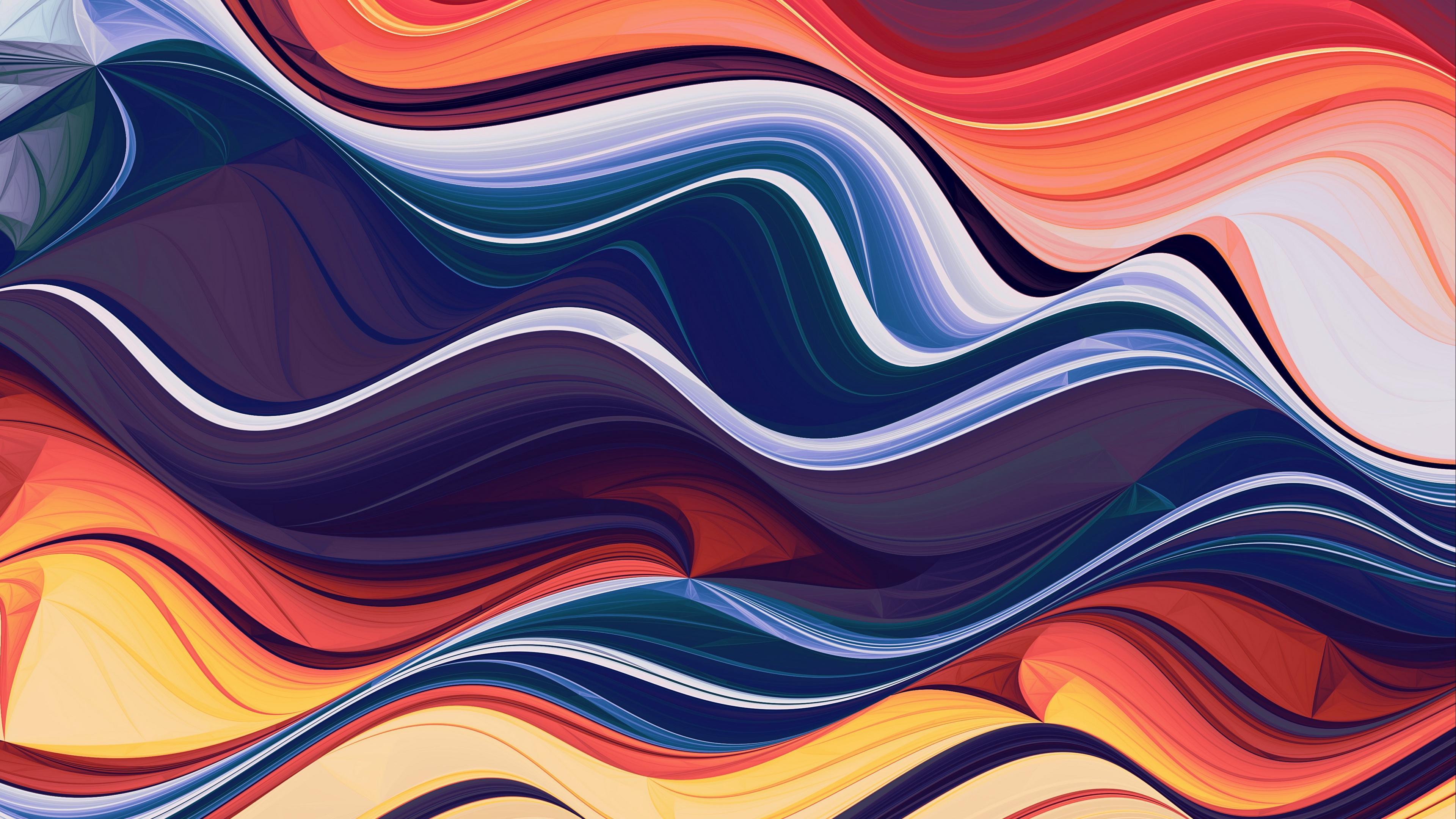 Download wallpaper 3840x2160 waves, colorful, abstraction, lines 4k