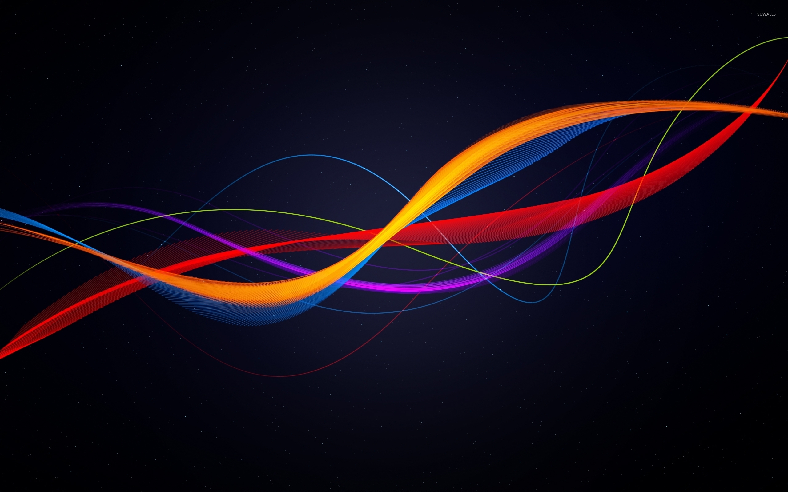 Colorful waves floating in the dark space wallpaper wallpaper
