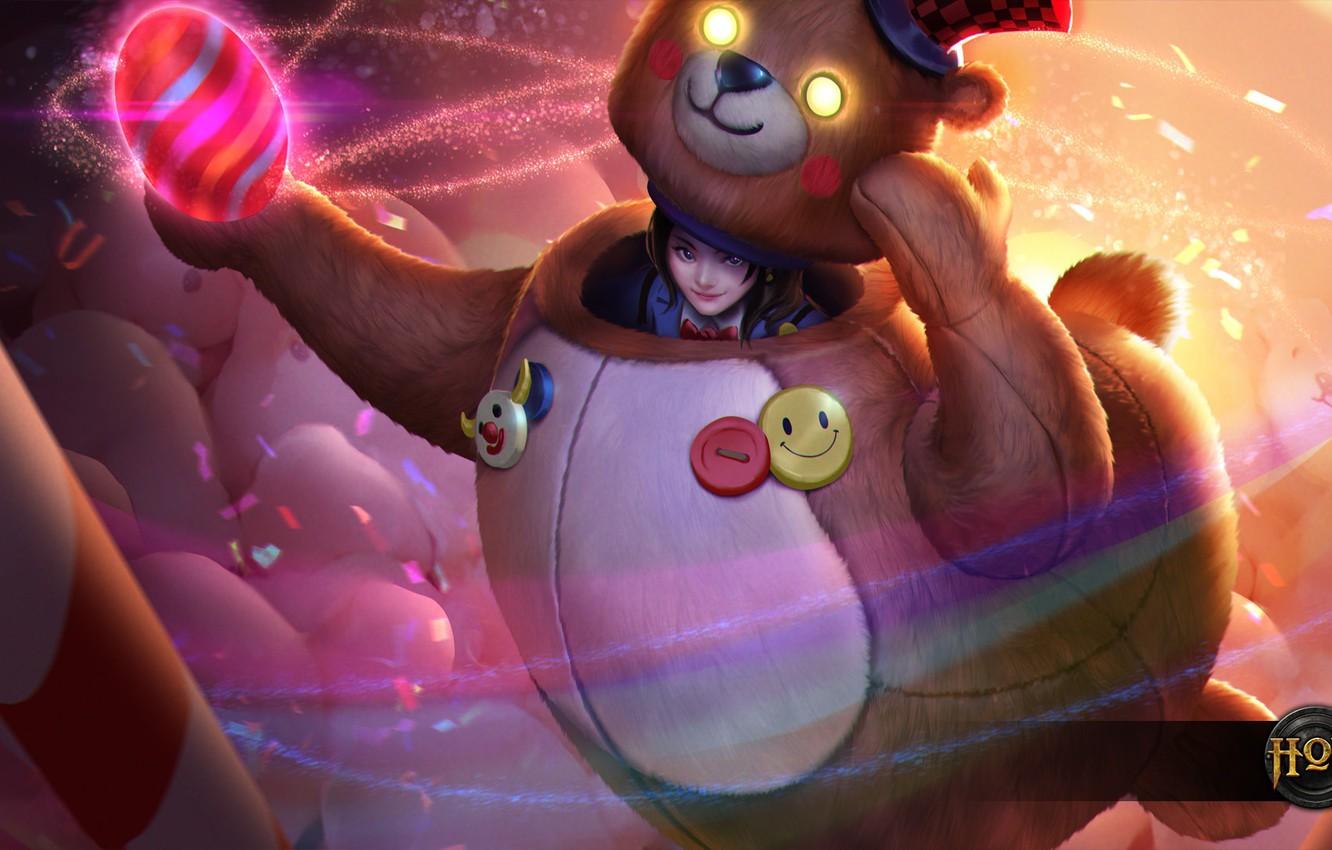 Wallpaper toy, bear, costume, girl, Heroes of Newerth, Midas, Goldie