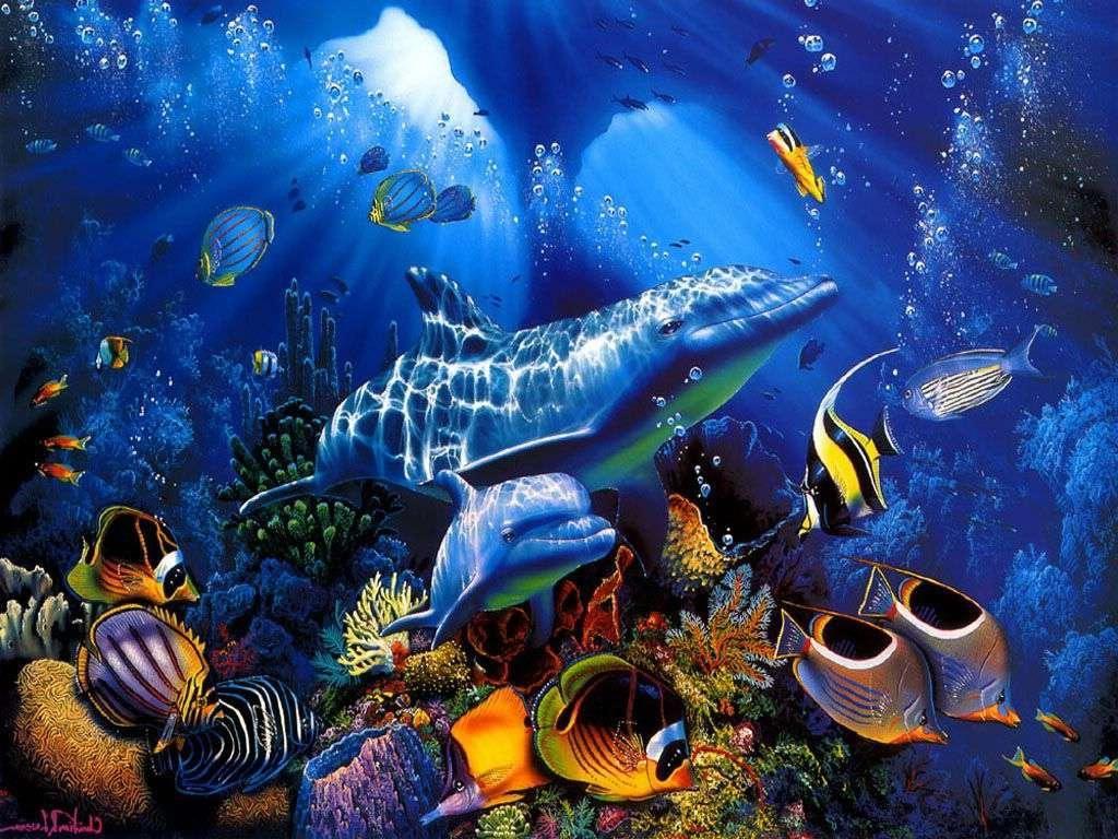 undersea fantasy. fantasy dreams. Underwater background, Dolphin