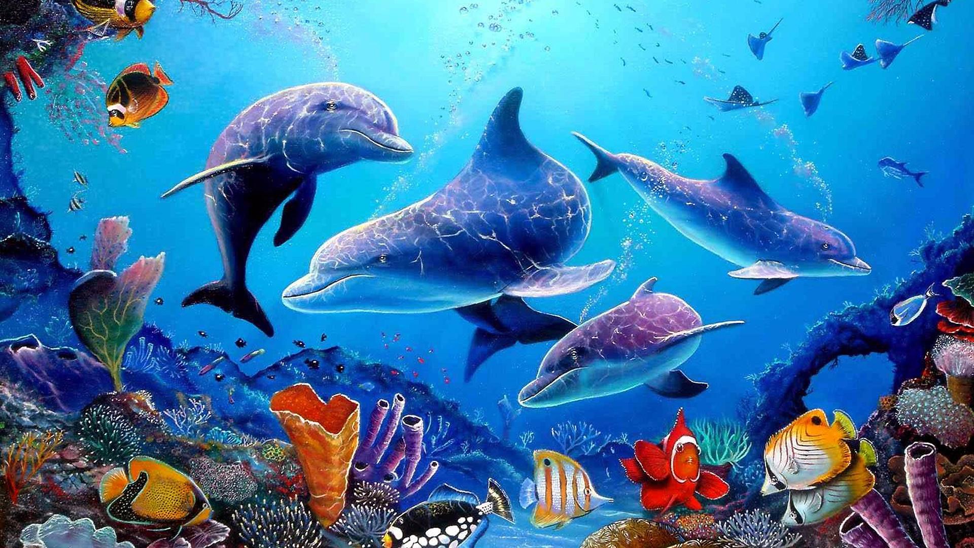 Dolphins Fairytale Art HD Wallpaper Ultra HD