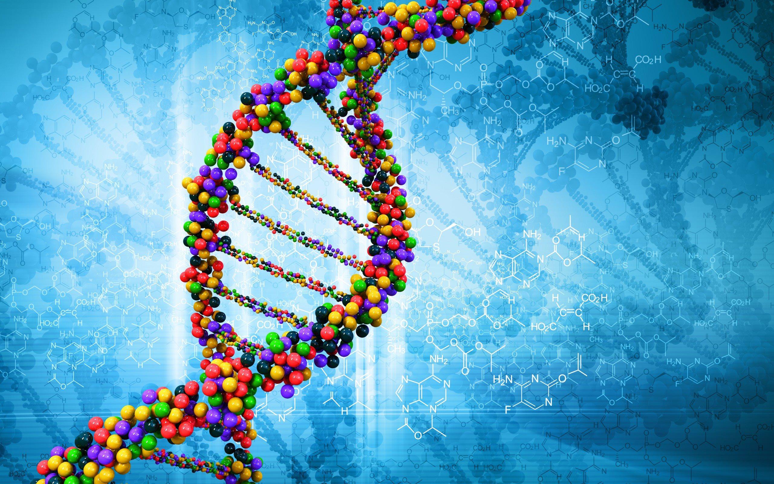 Download wallpapers DNA molecule, 3d, biology, DNA for desktop with