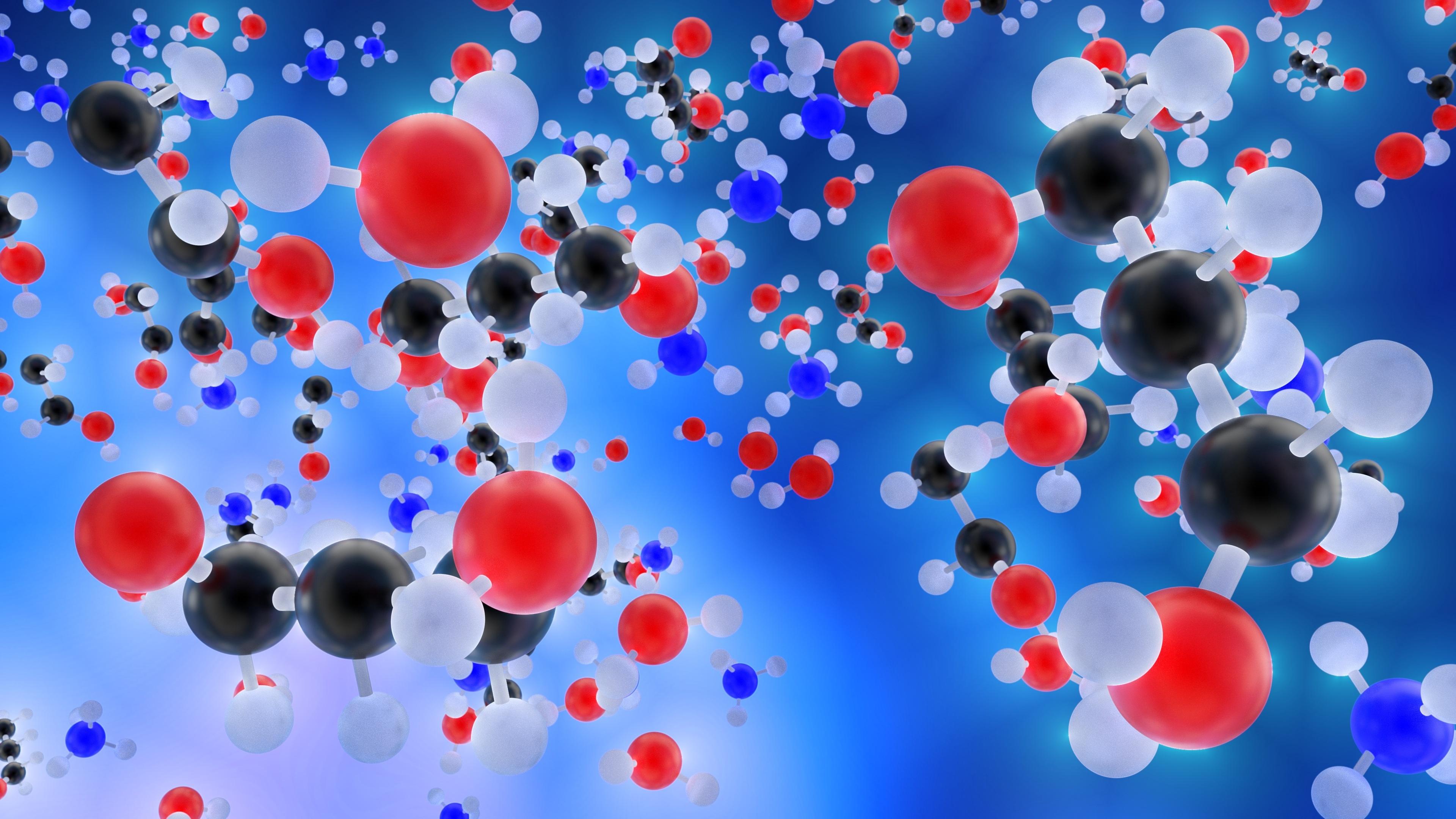 Download wallpaper 3840x2160 molecules, atoms, chemistry, compound