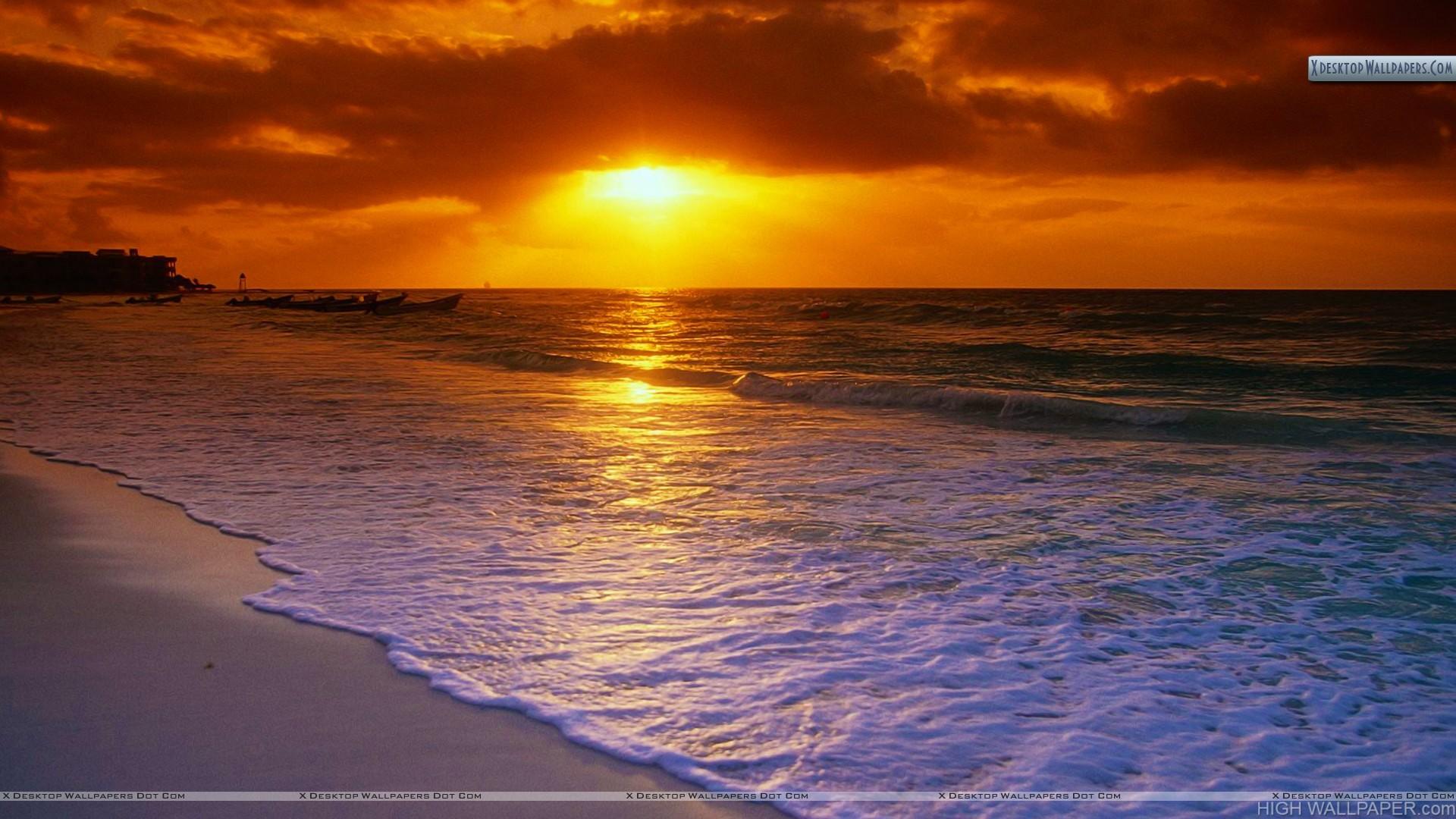 Sunrise Over the Caribbean Sea Playa del Carmen Mexico HD Wallpaper