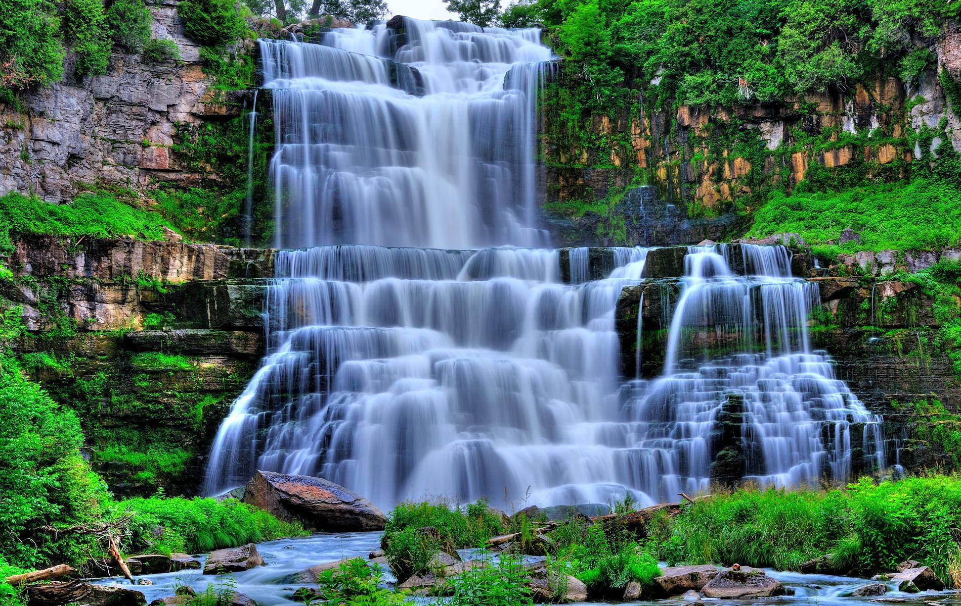 Cascading Waterfall Wallpaper and Background Imagex1200
