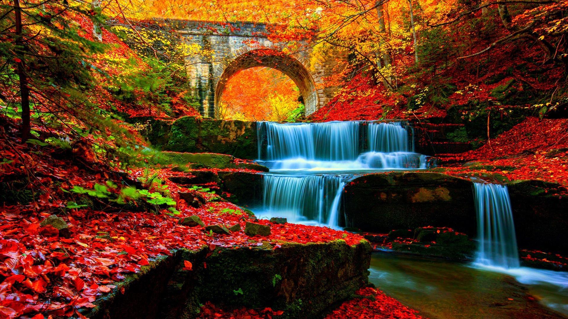 Waterfall In Autumn Wallpapers Wallpaper Cave