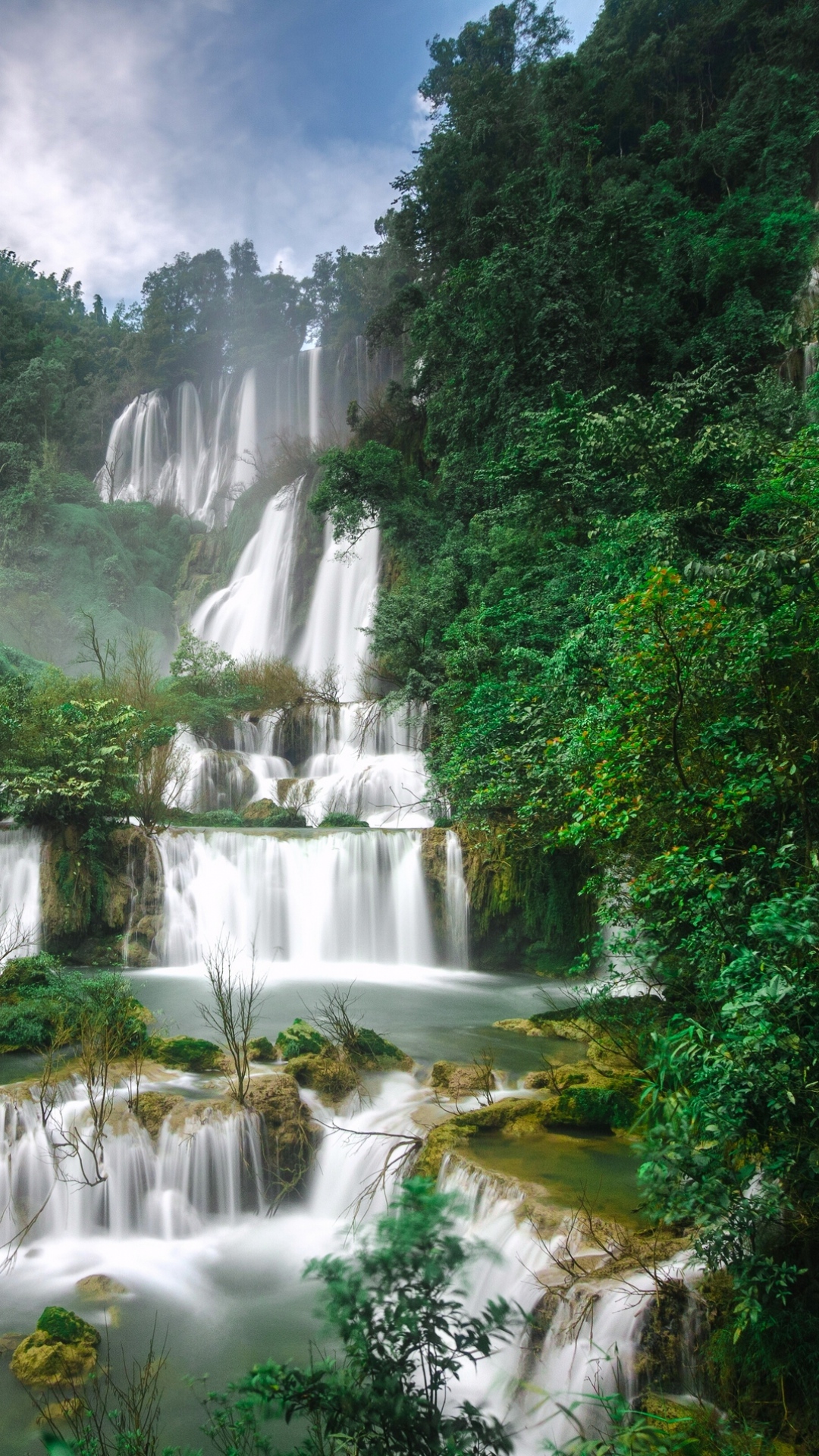 Thi Lo Su Waterfall Thailand Tree Cascade HD Wallpaper