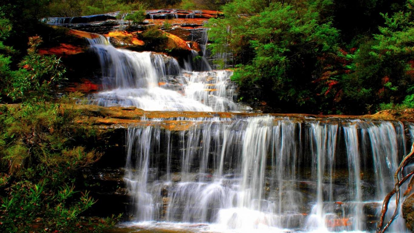 Nature Cascading Waterfall Wallpaper HD