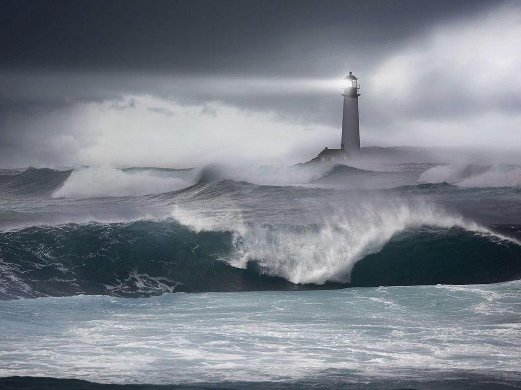 Ocean Lighthouse Storm Wallpaper