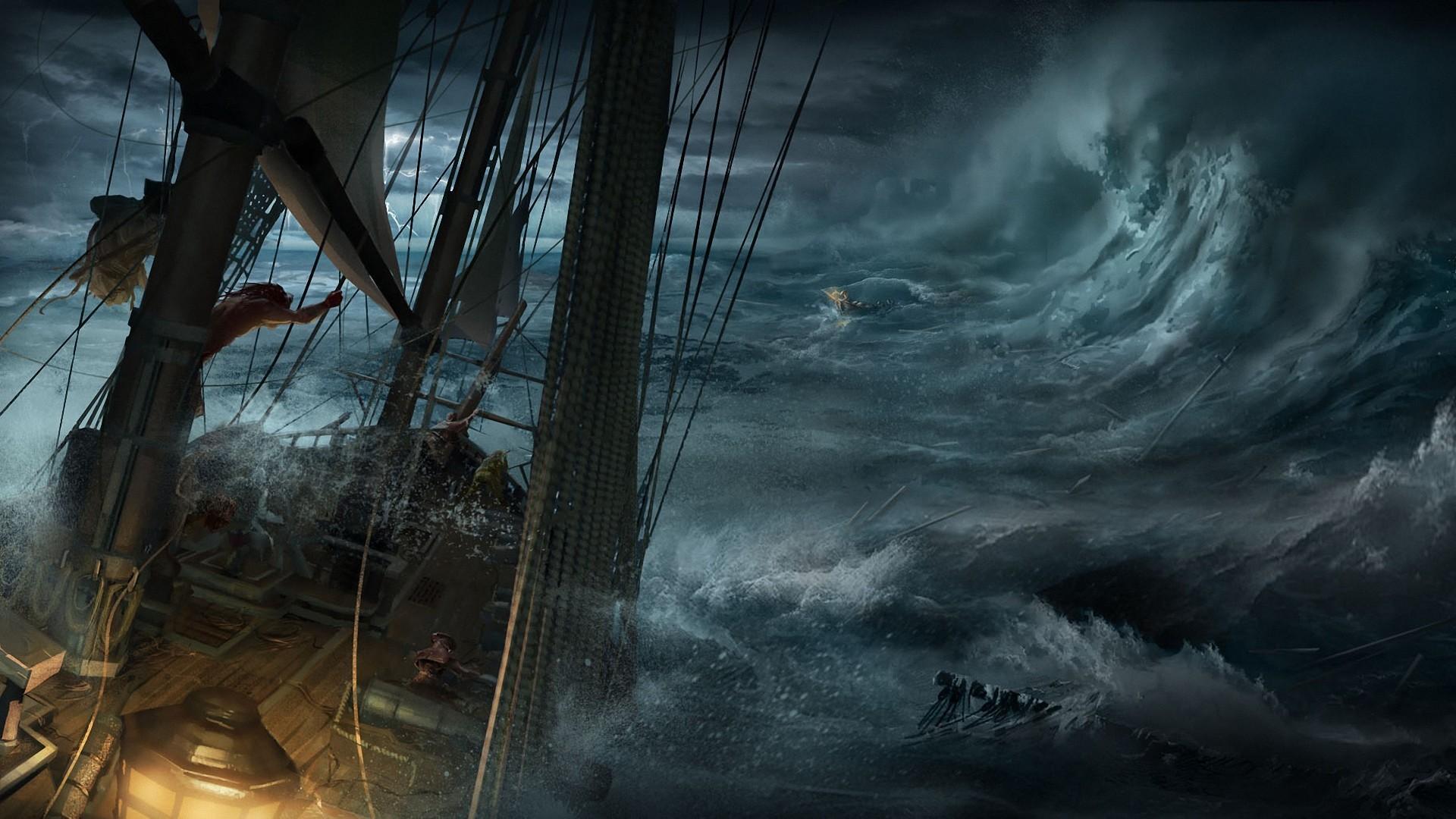 Ship in a stormy sea wallpaper and image, picture