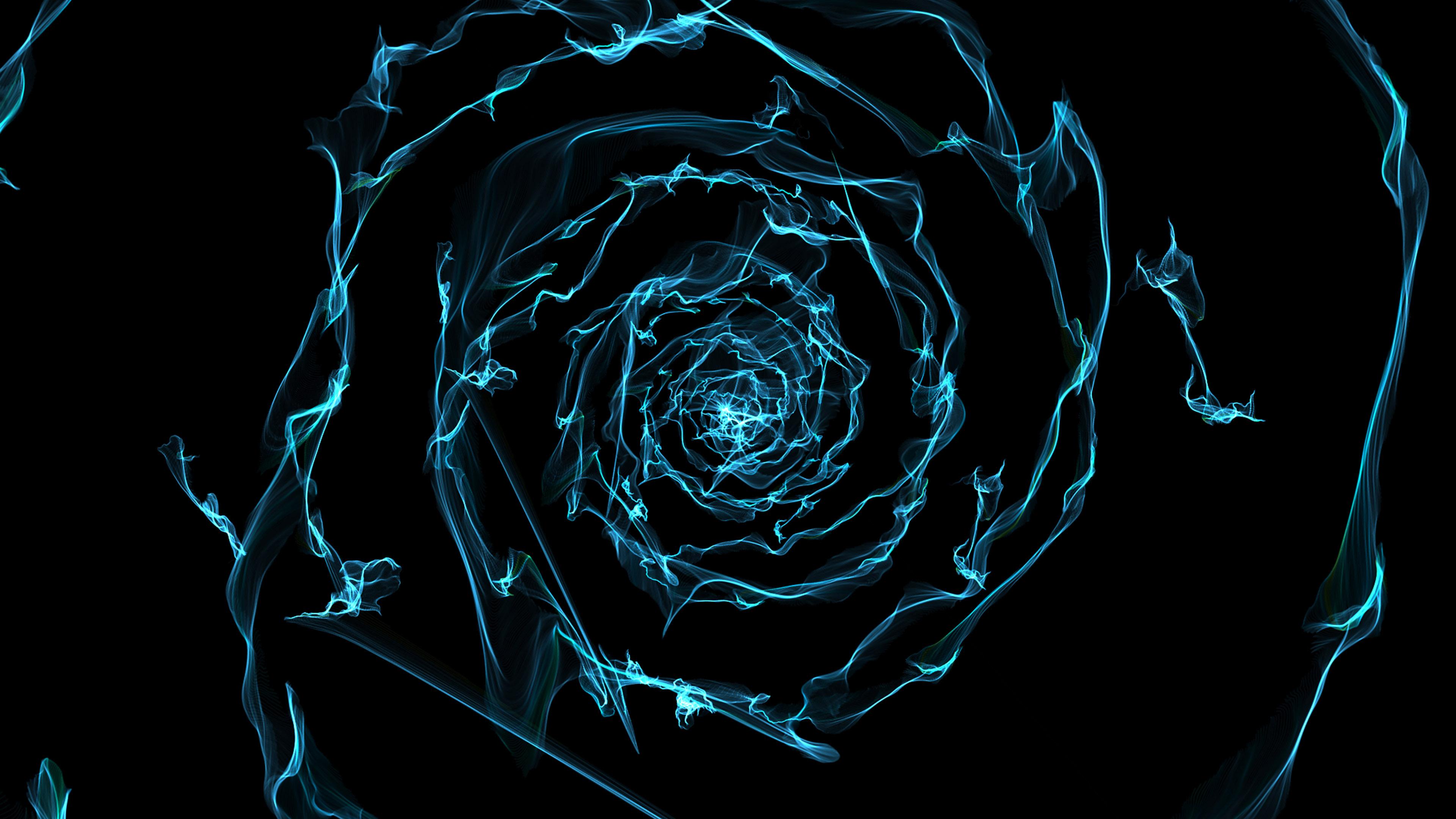 Spiral Blue Digital White Art Pattern