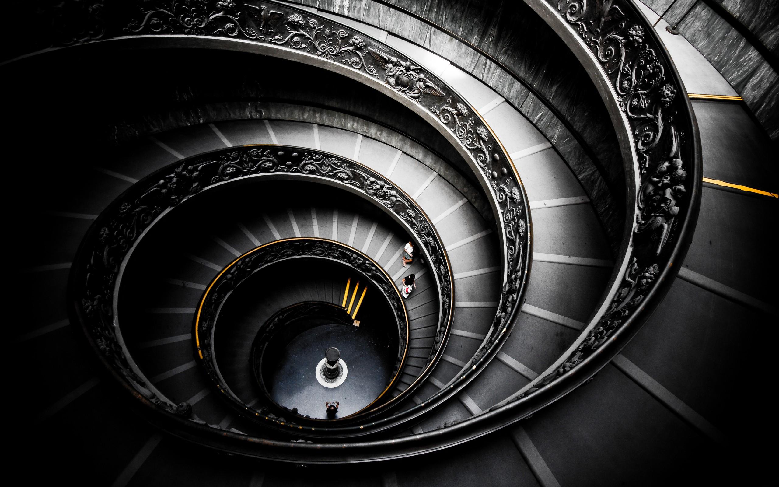 people, Spiral, Stairways 4K HD wallpaperx1600