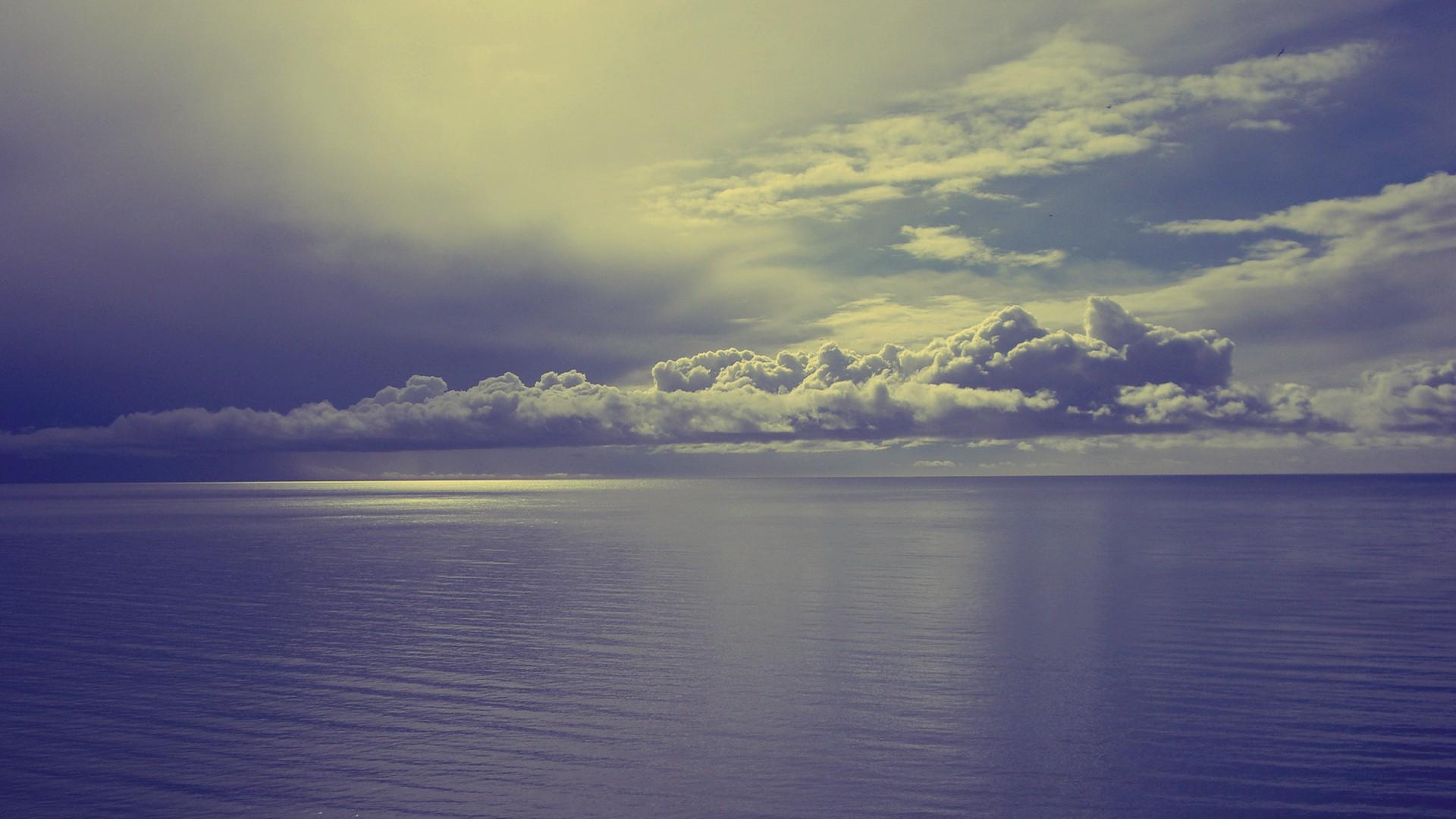ocean, clouds, horizon wallpaper