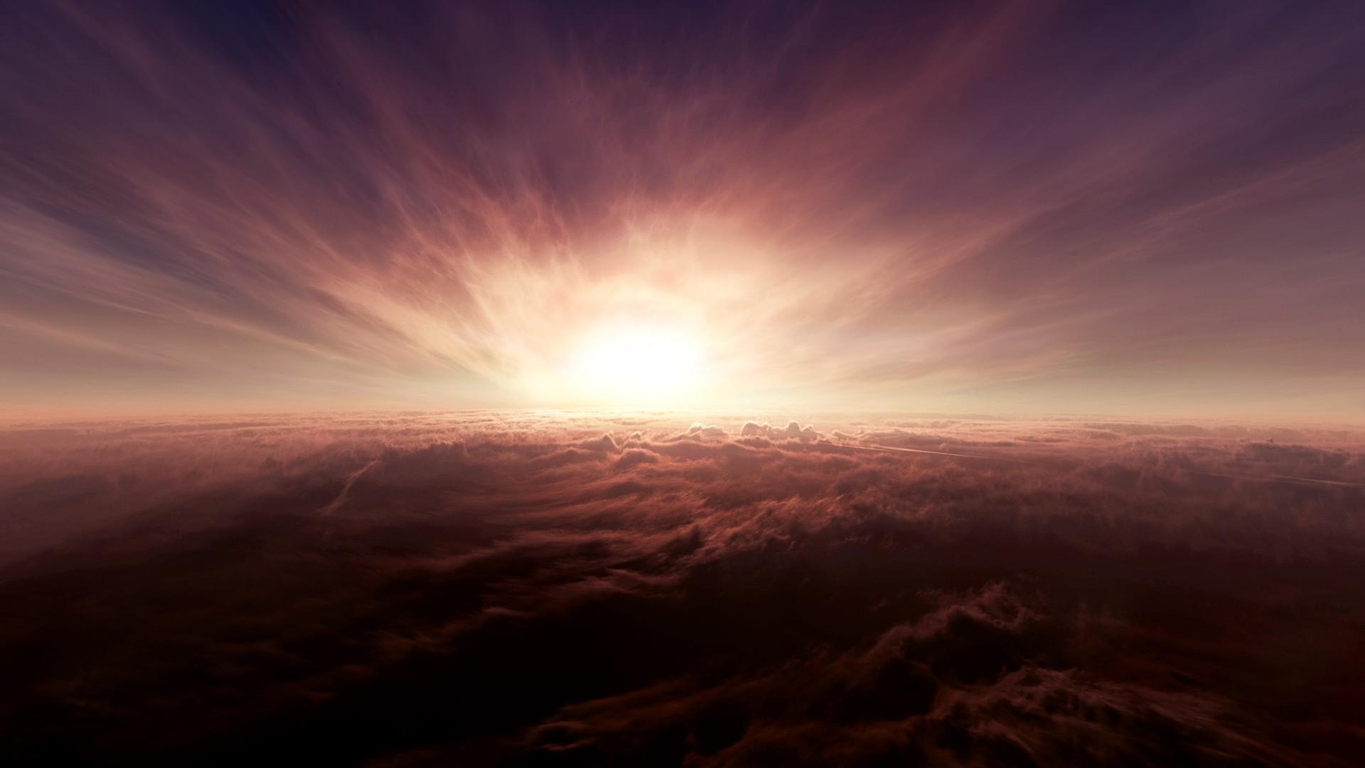 1920x1080 horizon clouds sun rays wallpaper and background