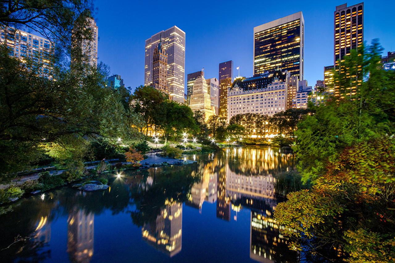 Wallpaper Manhattan New York City USA Central Park Parks night time