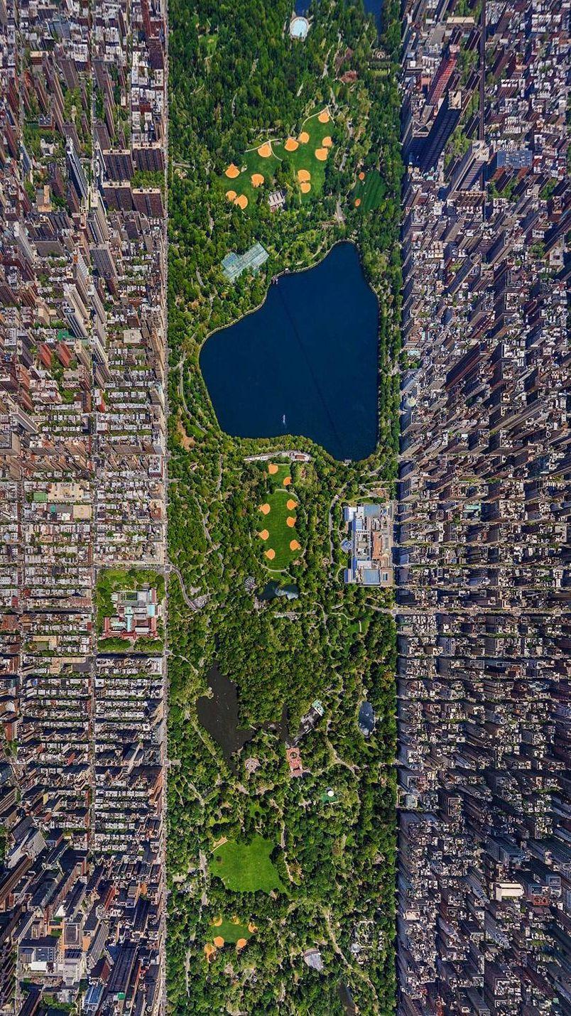 New York City Buildings Central Park Satellite Photo IPhone