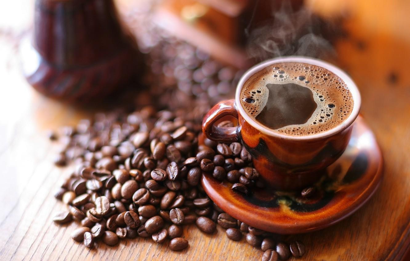 Wallpaper coffee, mug, drink, coffee beans, saucer, foam, smoke