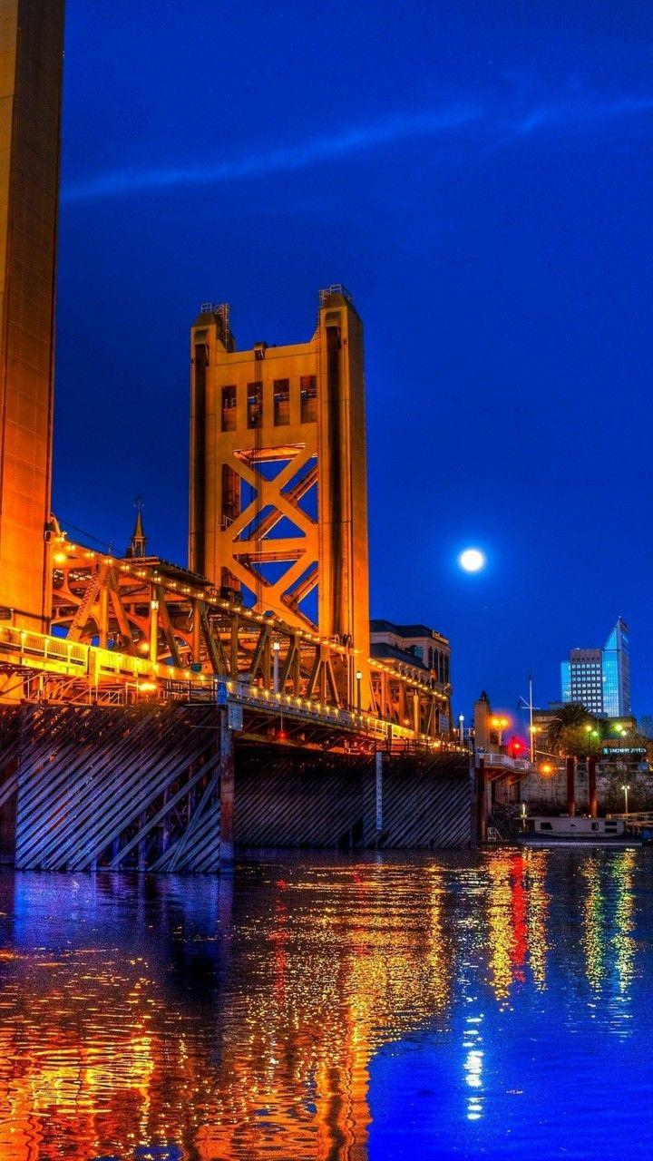 Tower Bridge Evening, Sacramento, Califórnia em 720x1280 mobile