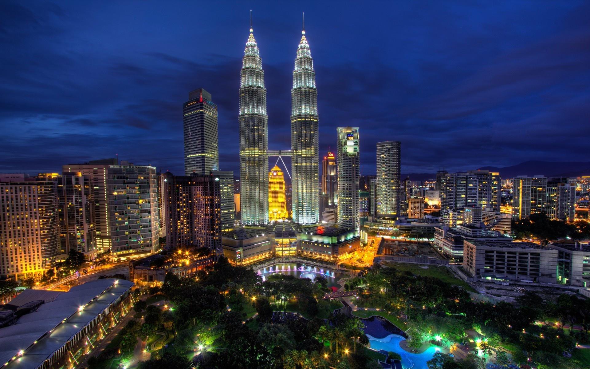 Download Night Lights Petronas Towers Kuala Lumpur Malaysia