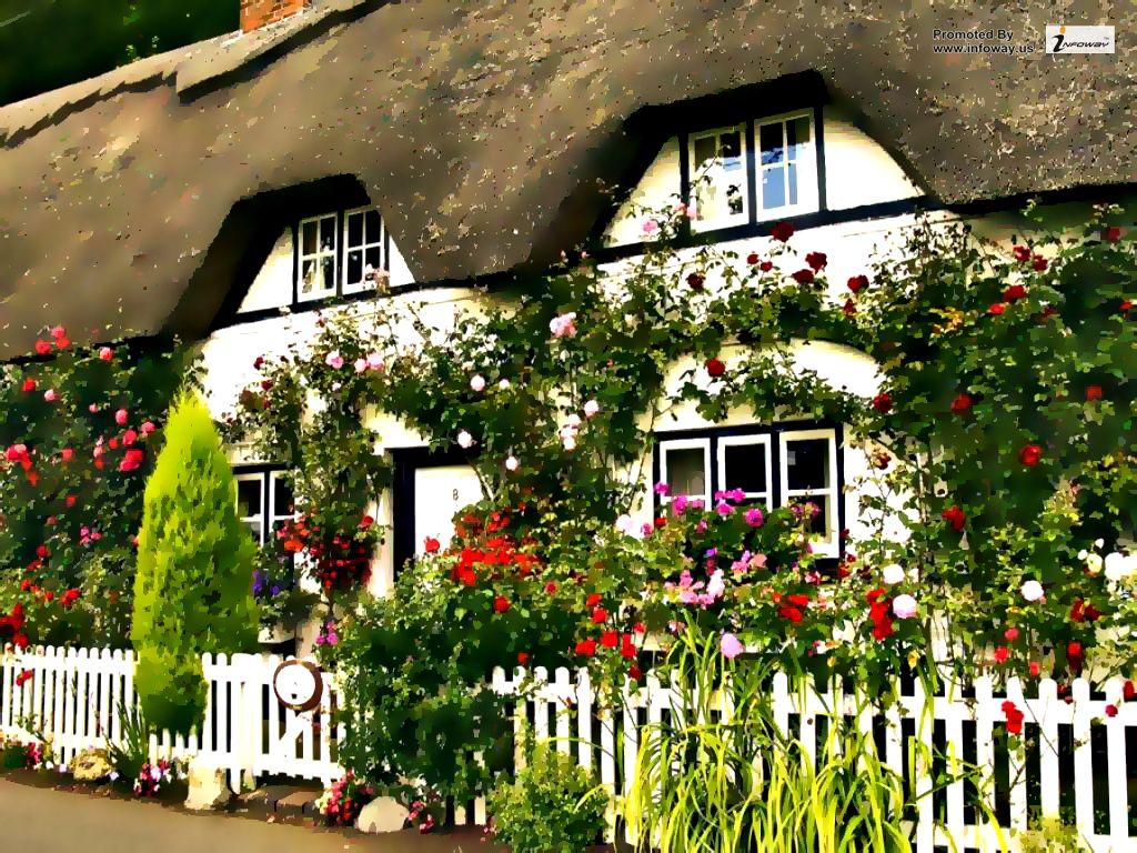 Flower Garden With Cottage Wallpapers Wallpaper Cave