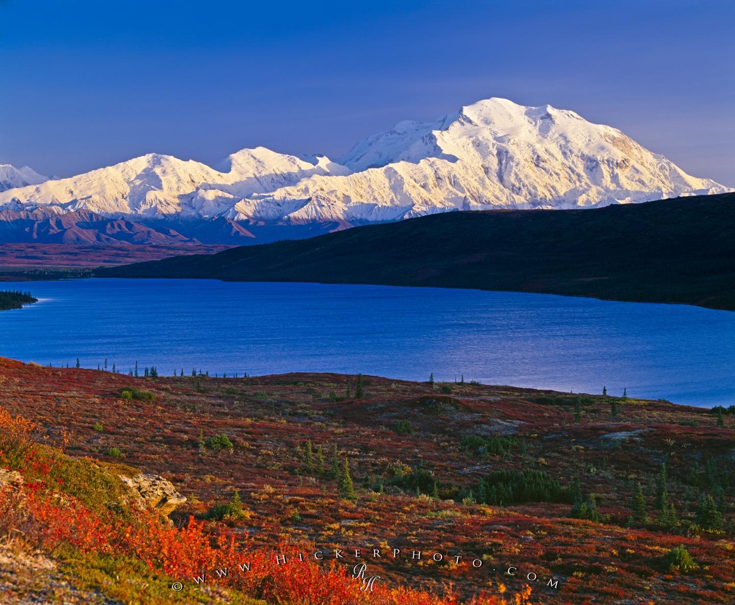 Free wallpaper background: Denali Mountain Fall Lake Scenery Picture