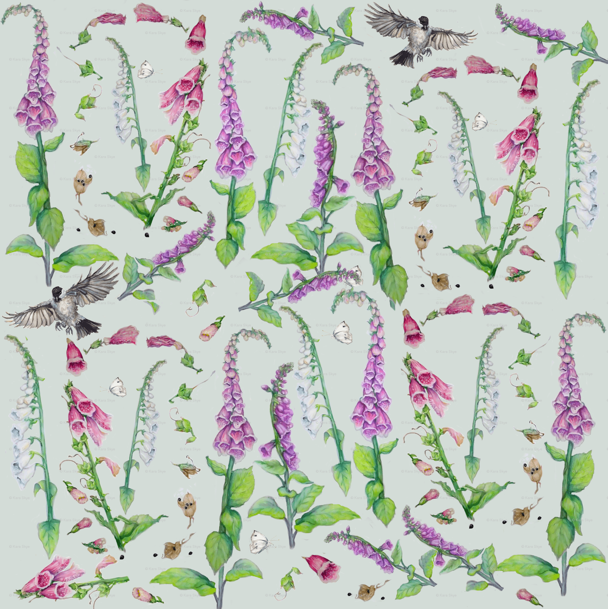 Digitalis Foxgloves Garden Scale wallpaper