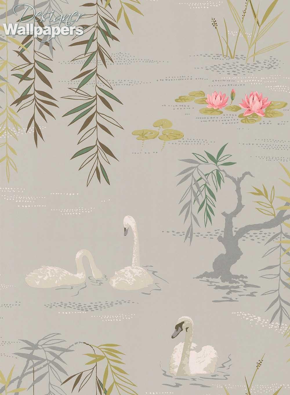 Nina Campbell Swan Lake Next Day Delivery. Designer Wallpaper ™