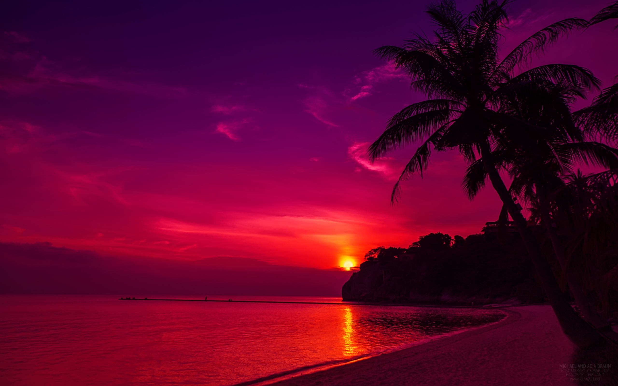 Purple Sunset on the Beach wallpaper