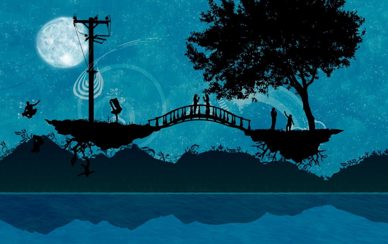 Lovers on a bridge wallpaper. Lovers on a bridge
