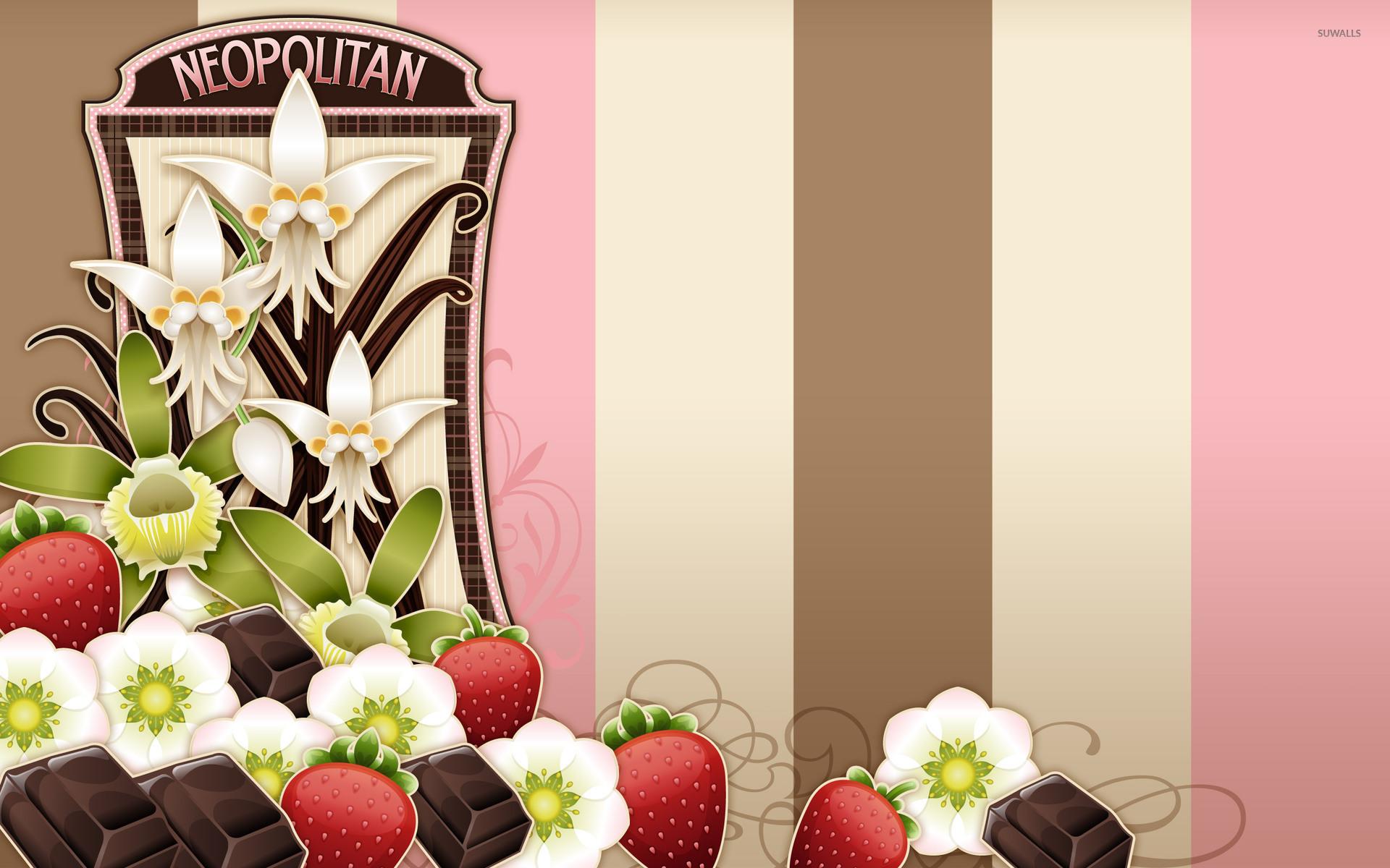 Flowers, chocolate and strawberries wallpaper wallpaper