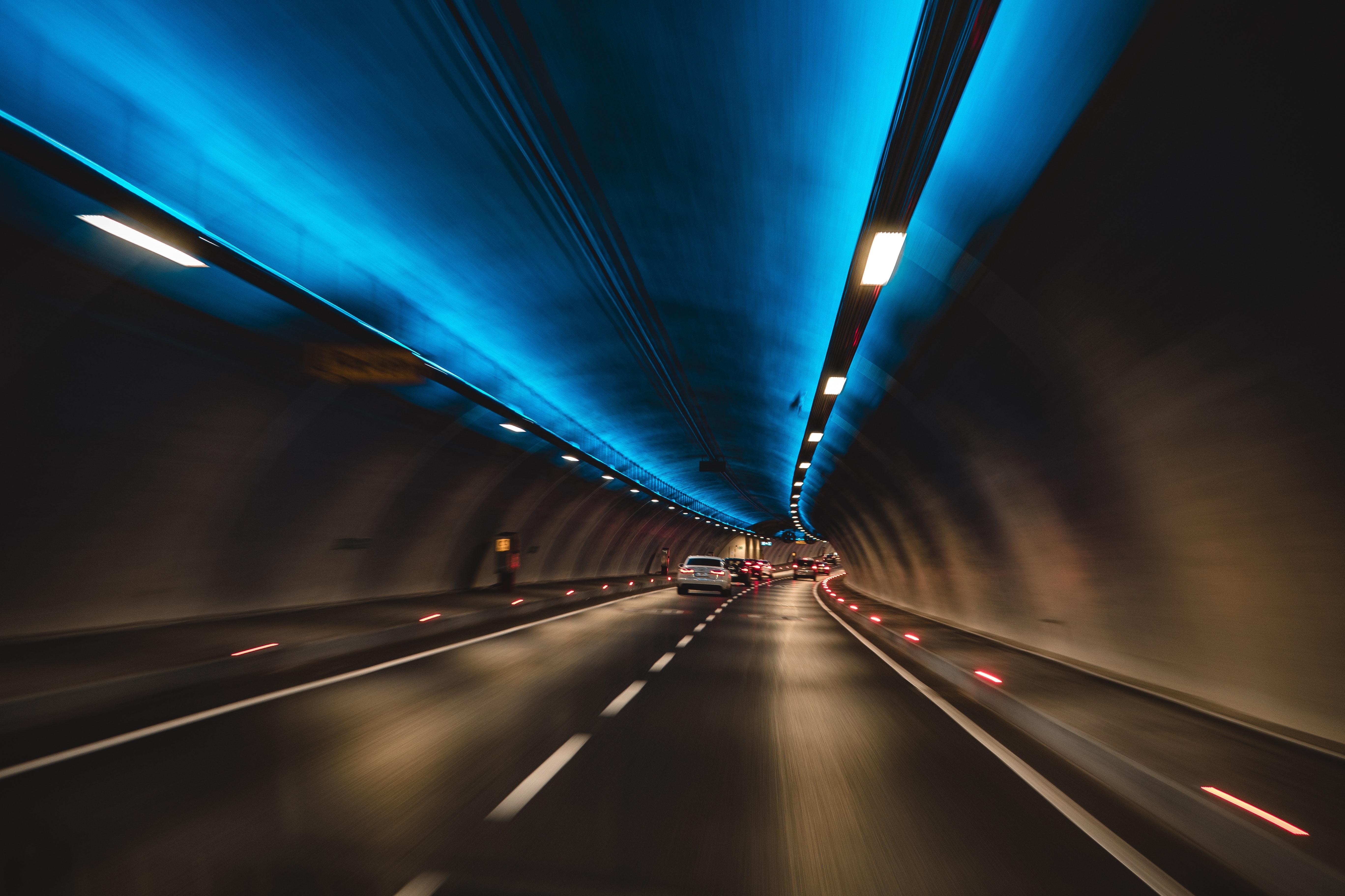 wallpaper tunnel, cars, speed, movement, lights HD, Widescreen
