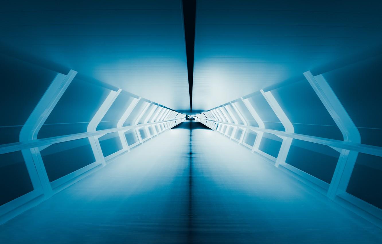 Wallpaper light, blue, perspective, the tunnel image for desktop
