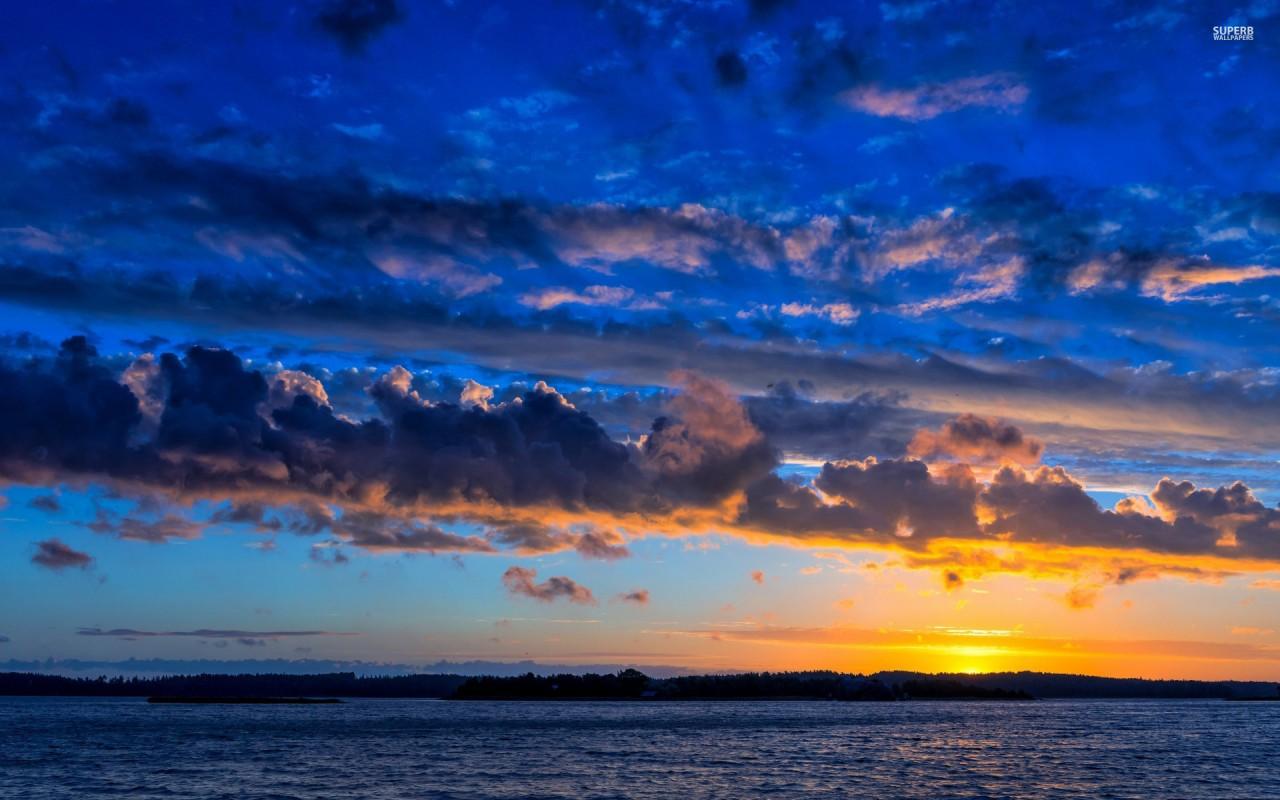 Amazing Blue Sky Ocean Sunset wallpaper. Amazing Blue Sky Ocean