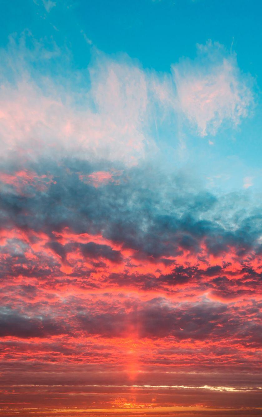 Sky, orange clouds, sunset wallpaper. Sunset