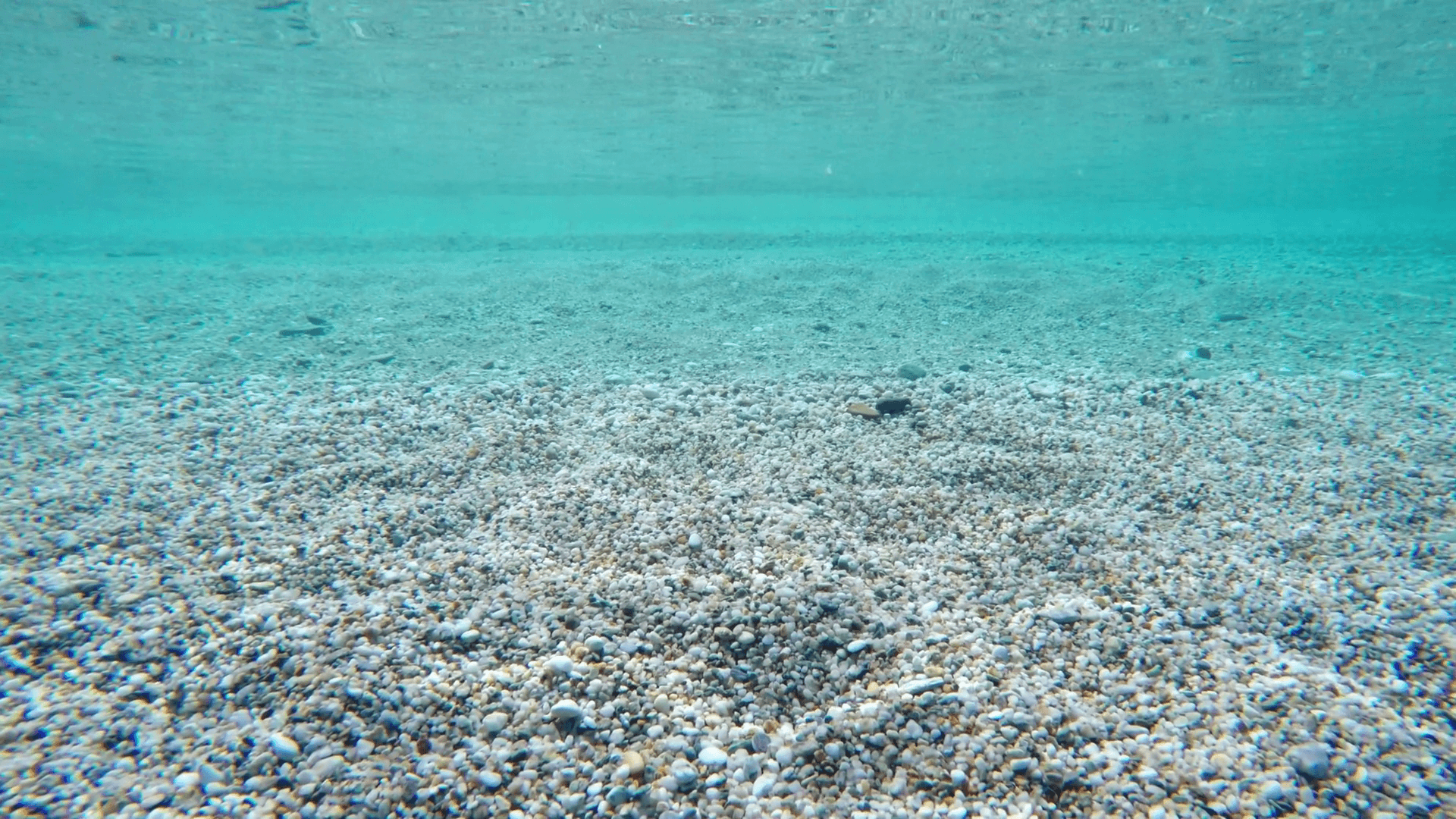 Diving beautiful clear underwater sea pebbles bottom turquoise water