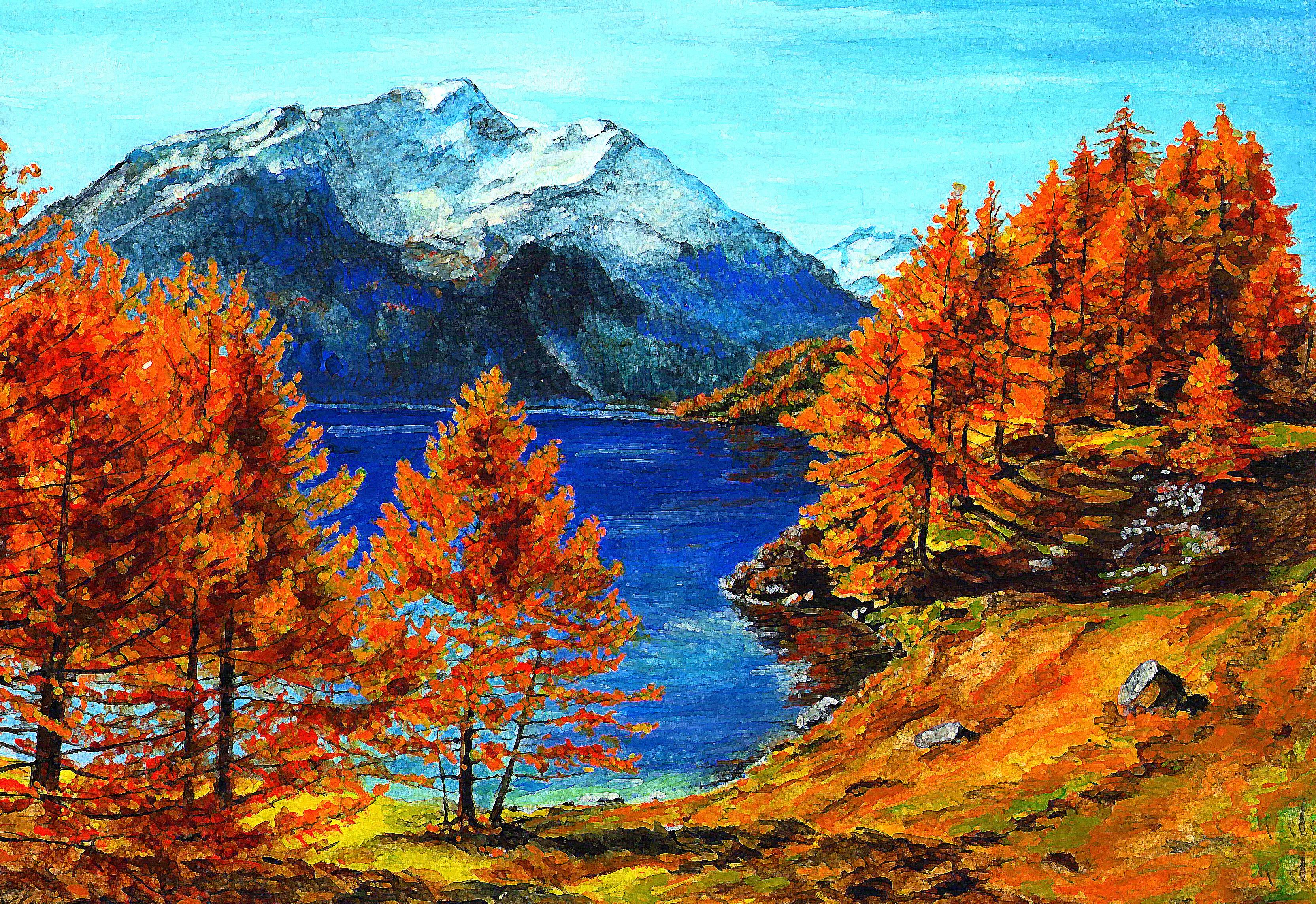 Mountains: Beautiful Painting Beauty Nature Scenery Mountains Autumn