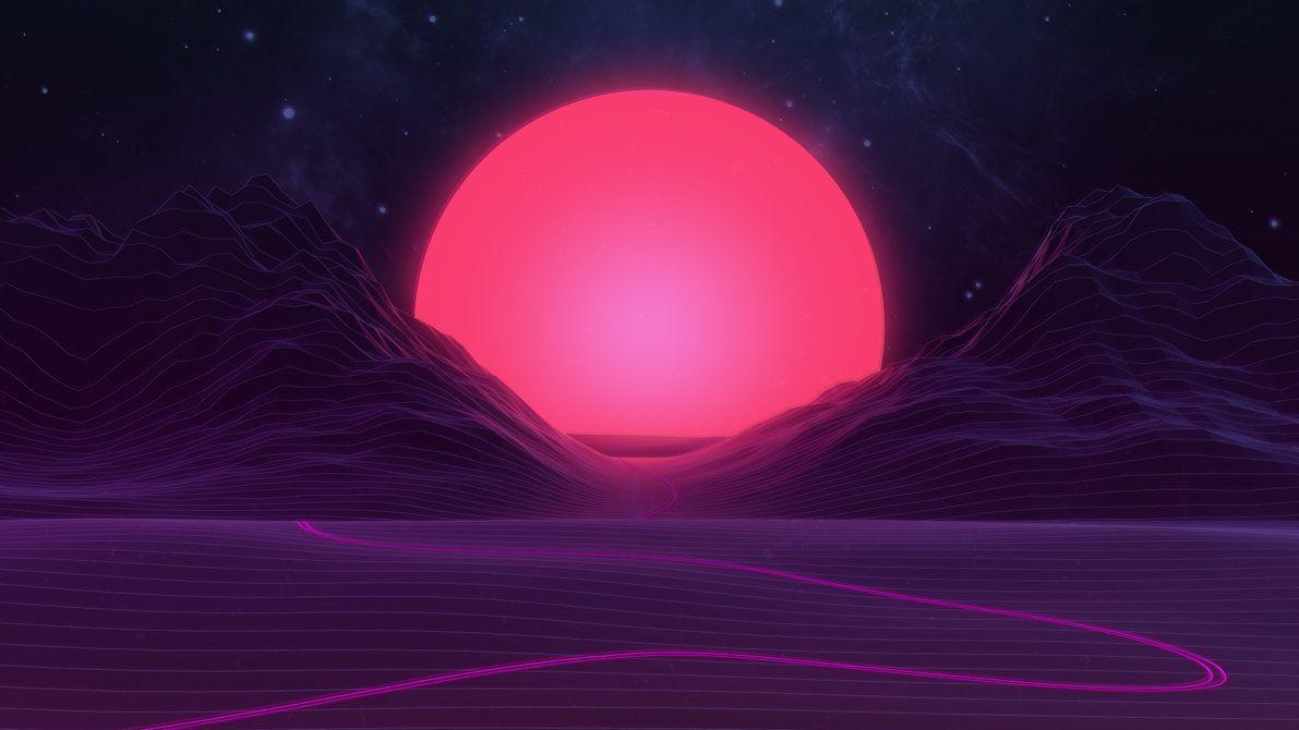 Neon Sunset by AxiomDesign. Aesthetic desktop wallpaper, Vaporwave wallpaper, Neon wallpaper
