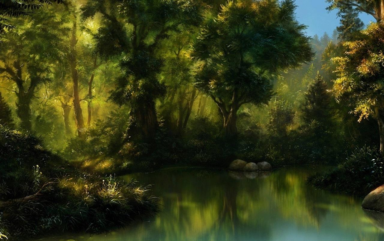 Forest & Sea Painting wallpaper. Forest & Sea Painting