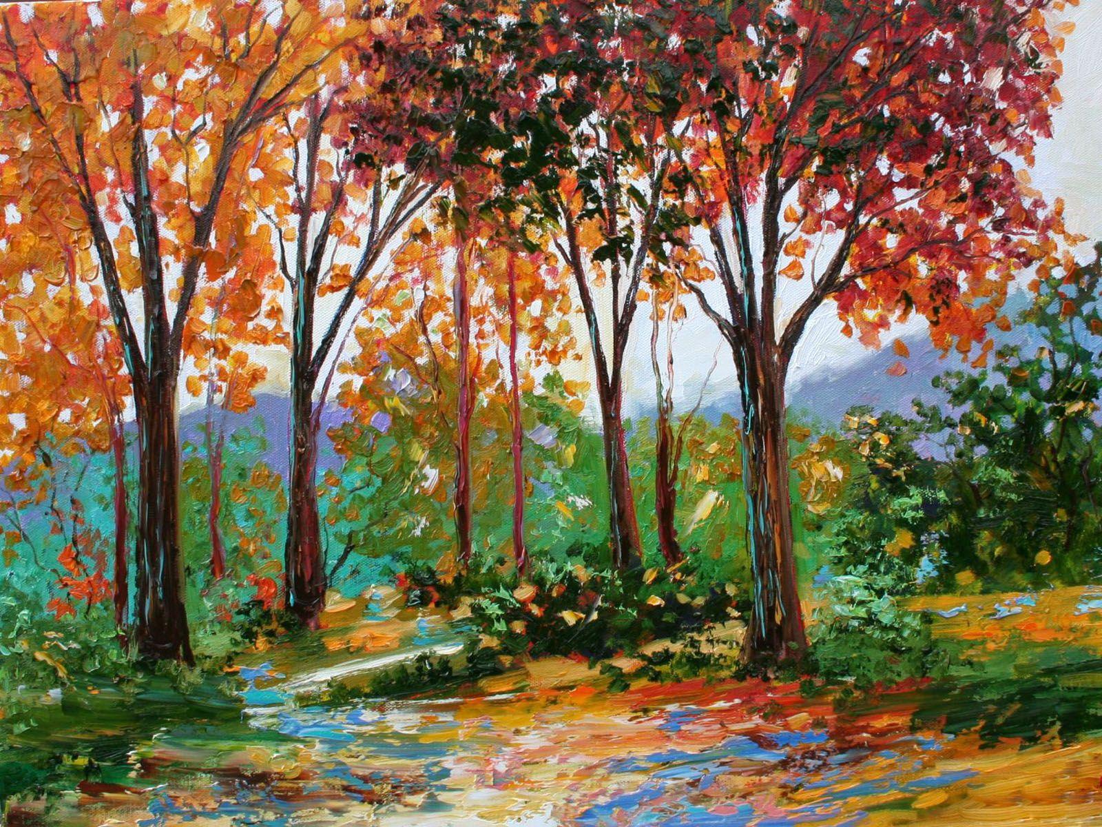 XS Wallpaper HD: Autumn Oil Paintings. Painting, Autumn painting, Oil painting