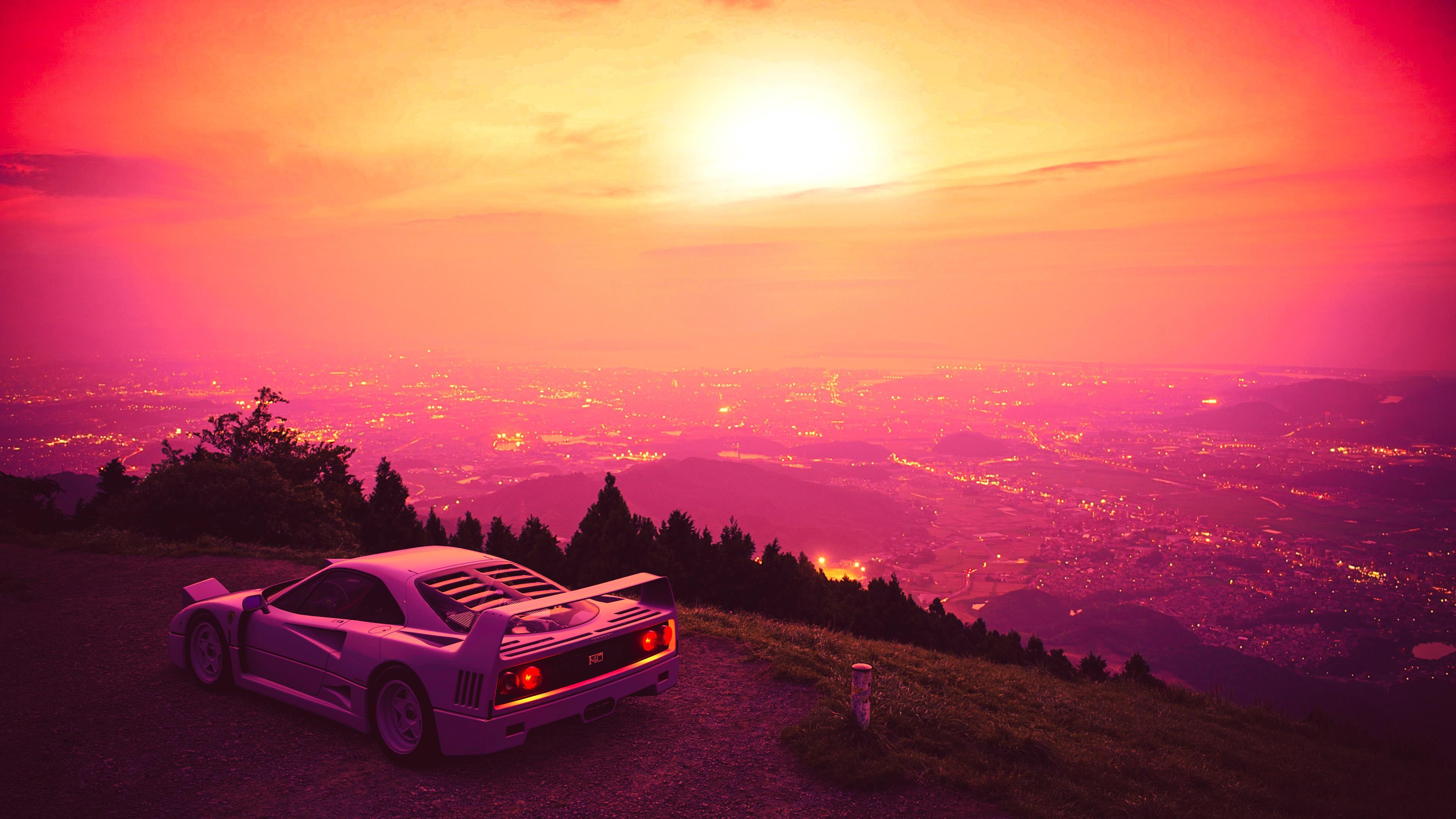 Outrun Sunset 4K Wallpaper, HD Artist 4K Wallpaper, Image