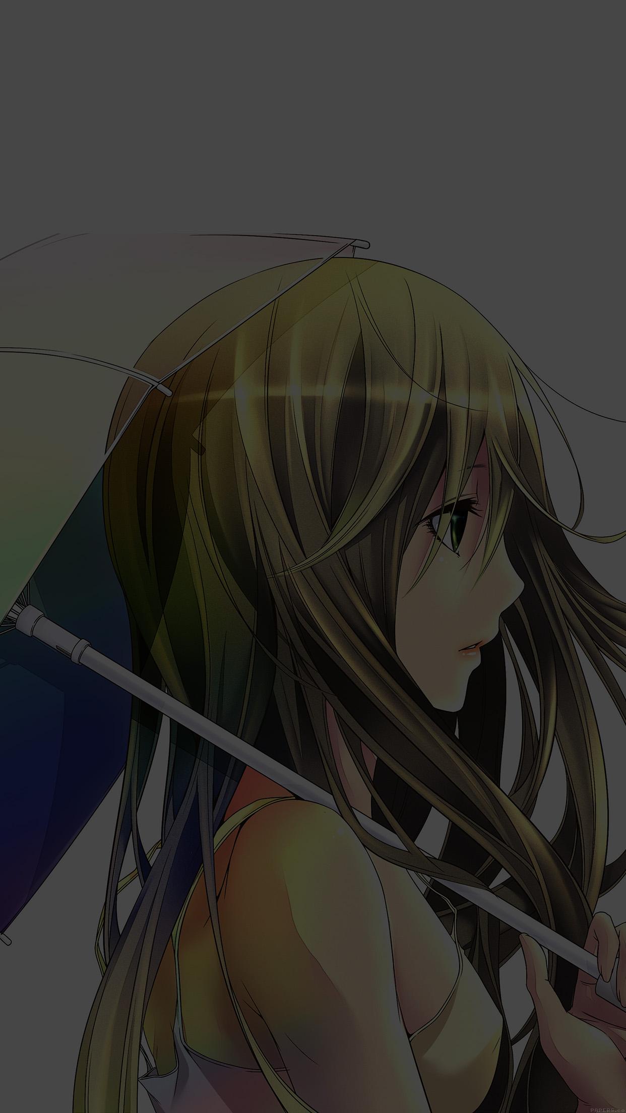 Umbrella Girl Dark Anime Illust Art Android wallpaper HD